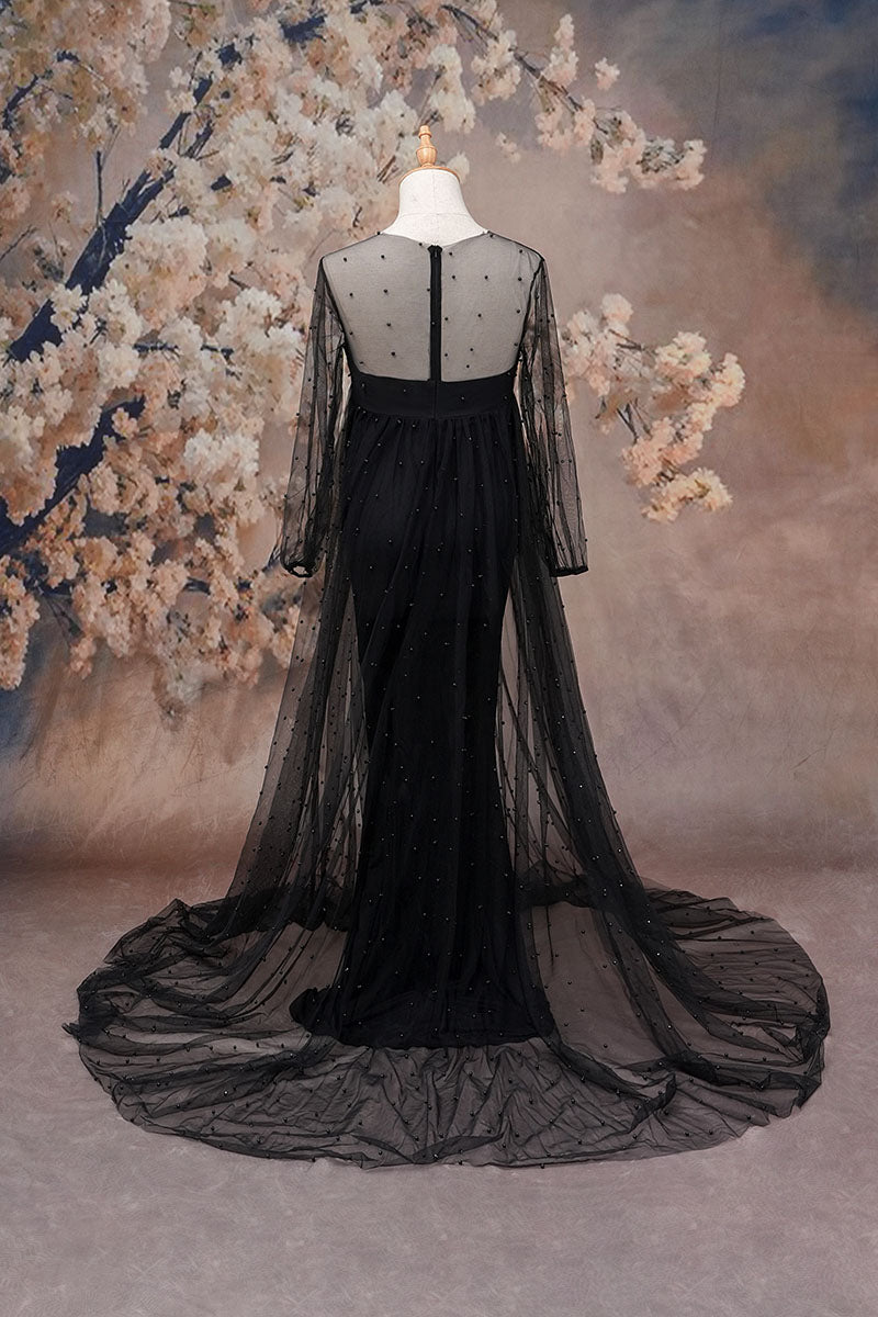 Kate Maille Manches longues Élégant Maternité Robe pour Séance Photo - Kate Backdrop FR