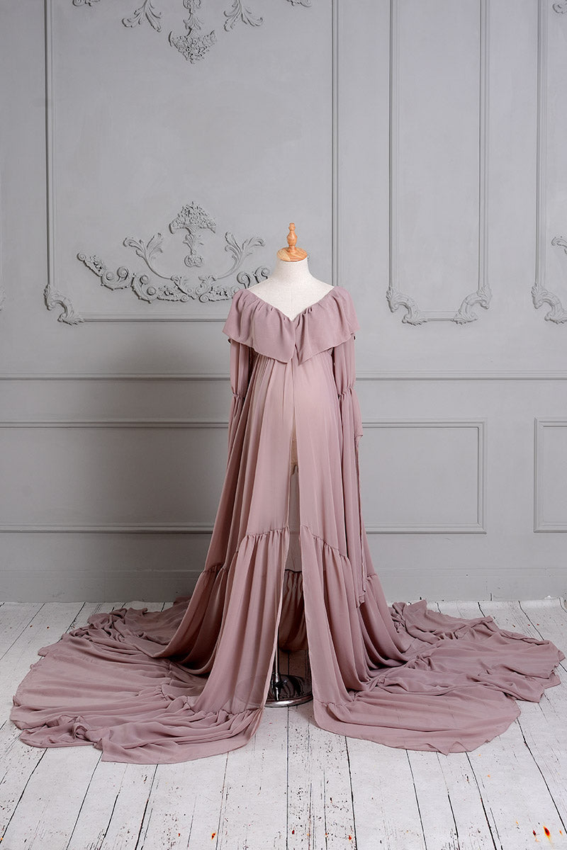 Kate Volants Manches longues Élégant Robe de Grossesse pour Séance Photo - Kate Backdrop FR