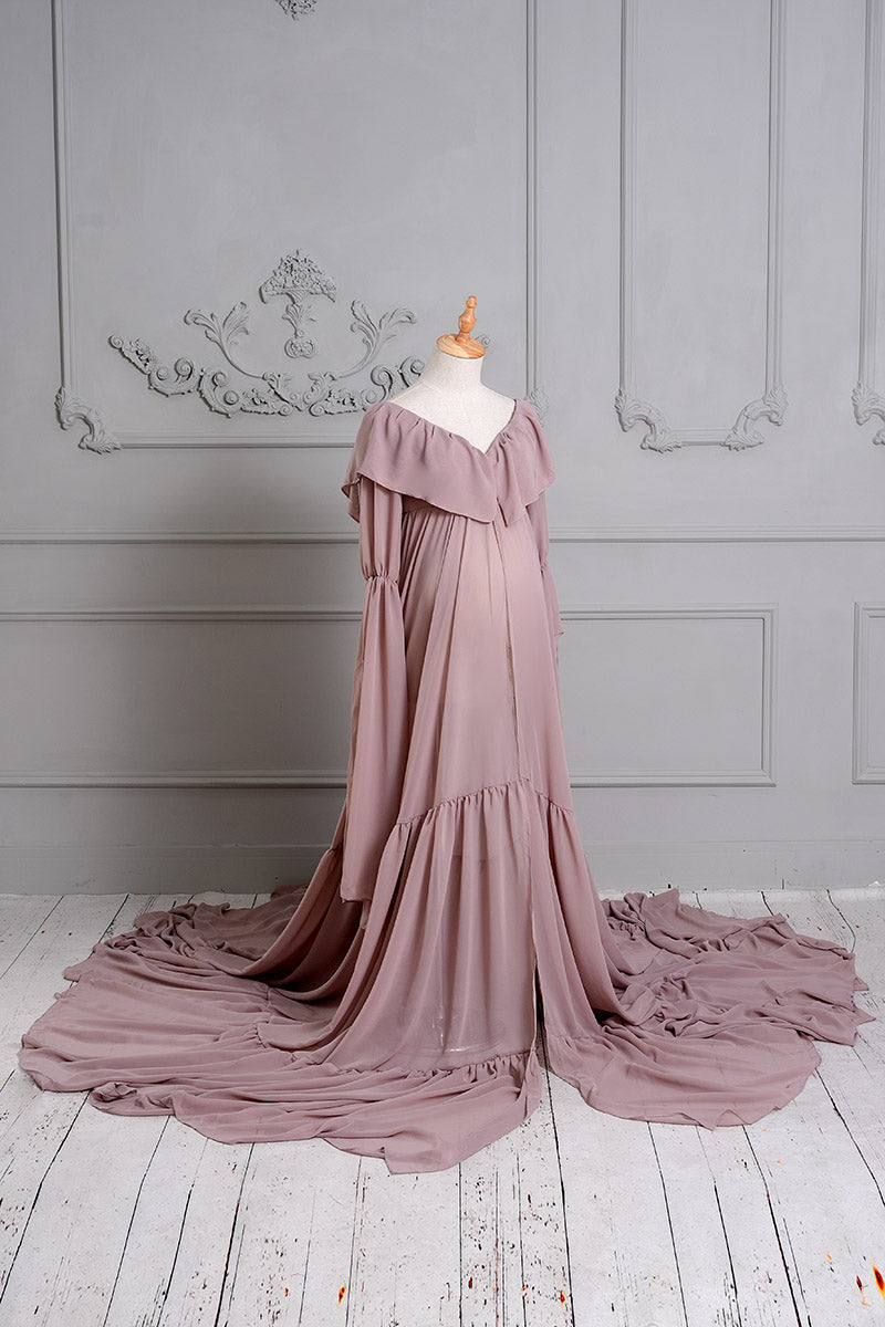 Kate Volants Manches longues Élégant Robe de Grossesse pour Séance Photo - Kate Backdrop FR