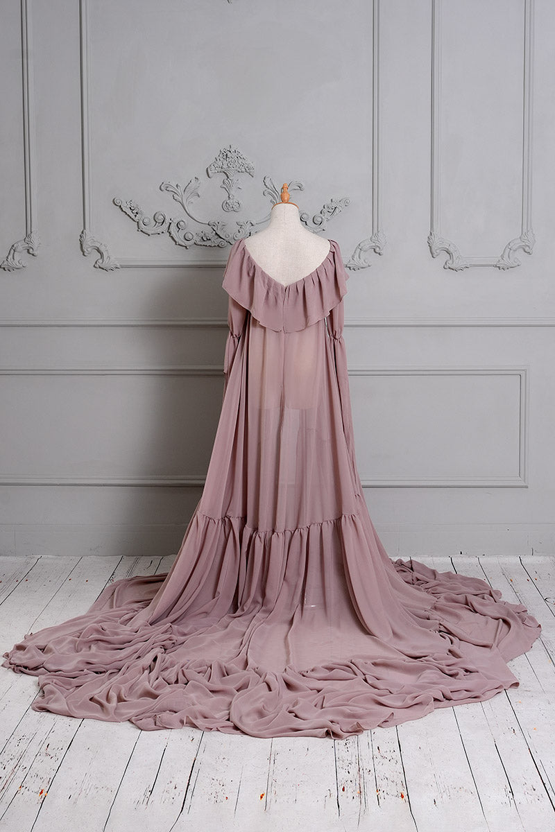 Kate Volants Manches longues Élégant Robe de Grossesse pour Séance Photo - Kate Backdrop FR