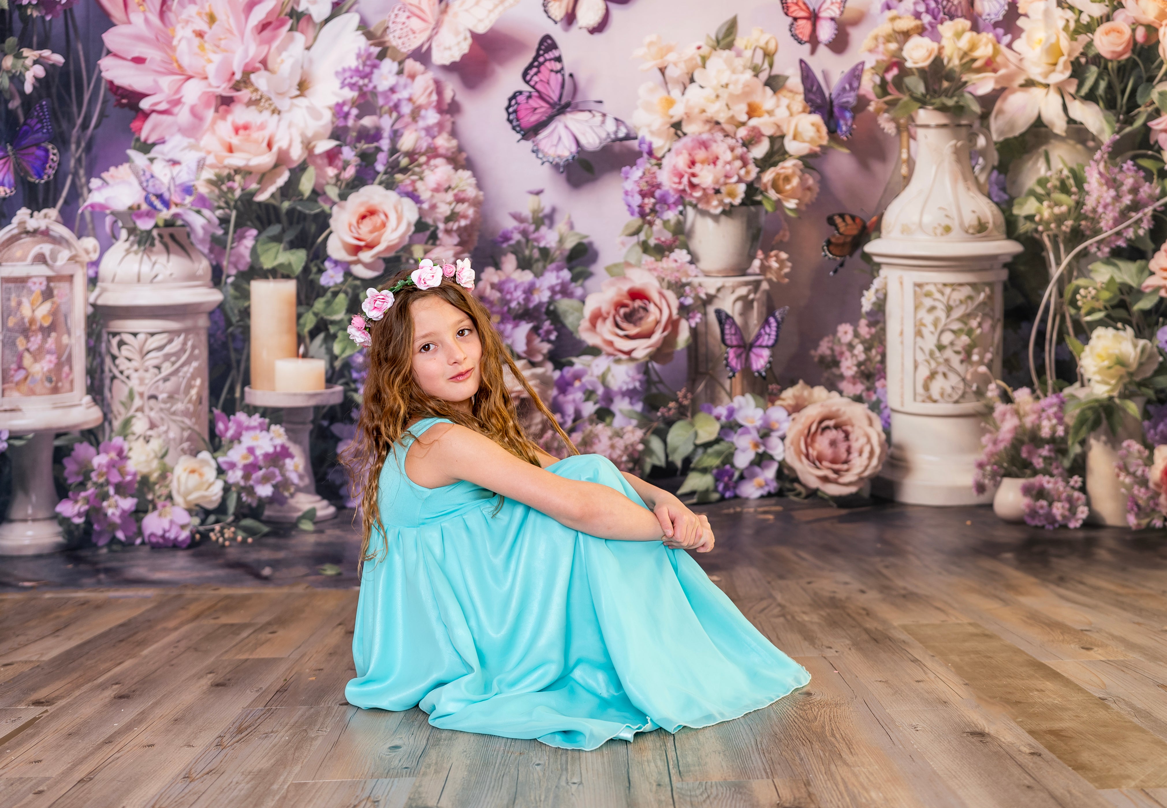 Kate Printemps Rose et Violet Fleurs Papillon Toile de fond conçue par Emetselch - Kate Backdrop FR