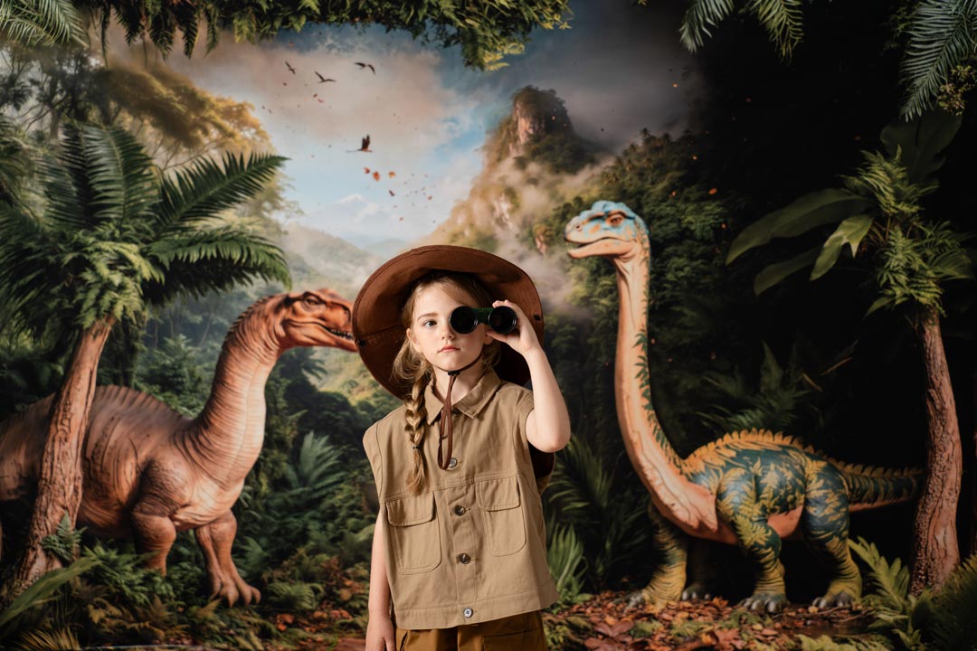 Kate Forêt Dinosaure Arbre Montagne Toile de fond conçue par Emetselch - Kate Backdrop FR