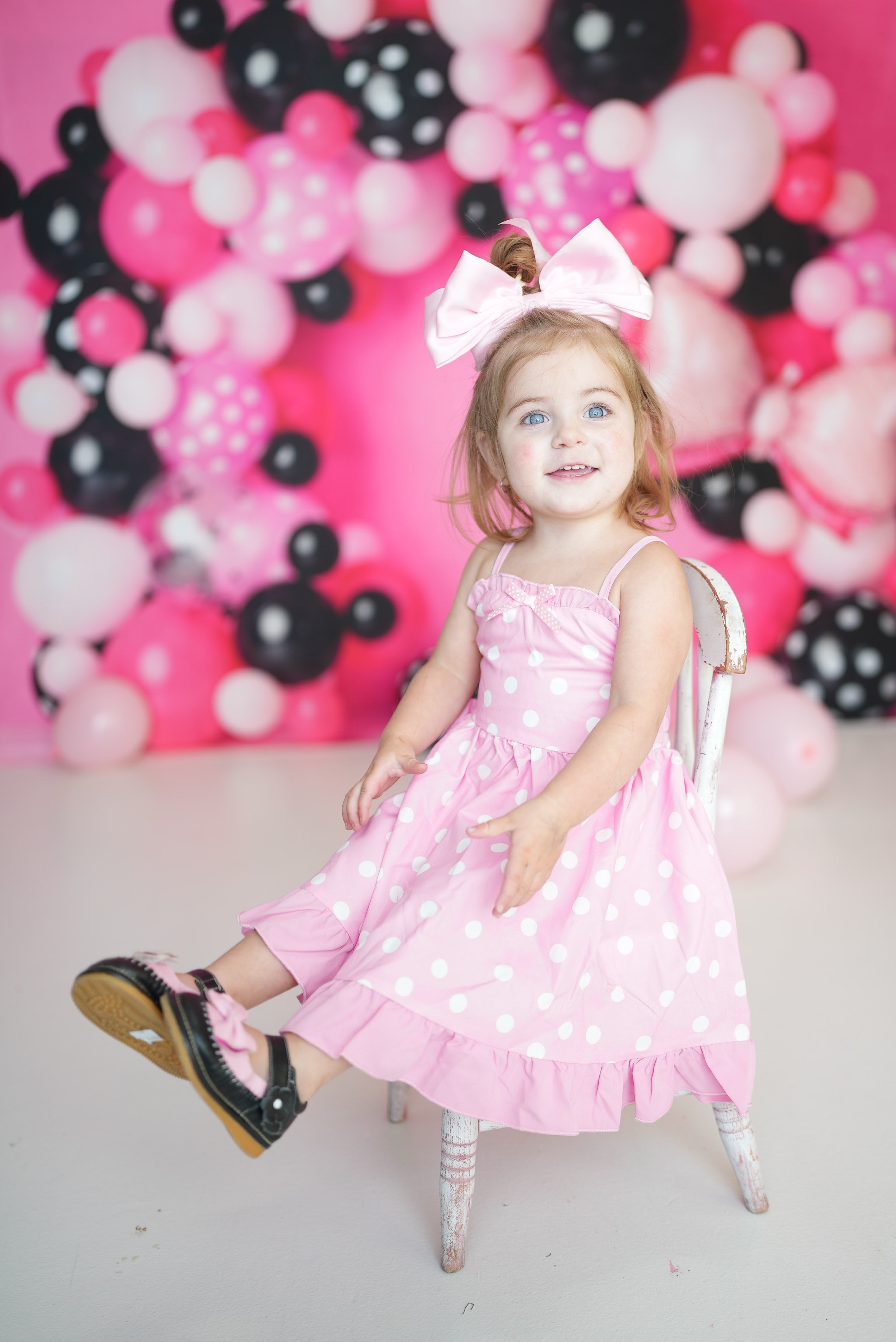 Kate Minnie Souris Arche de ballons Rose Toile de fond conçue par Mandy Ringe - Kate Backdrop FR