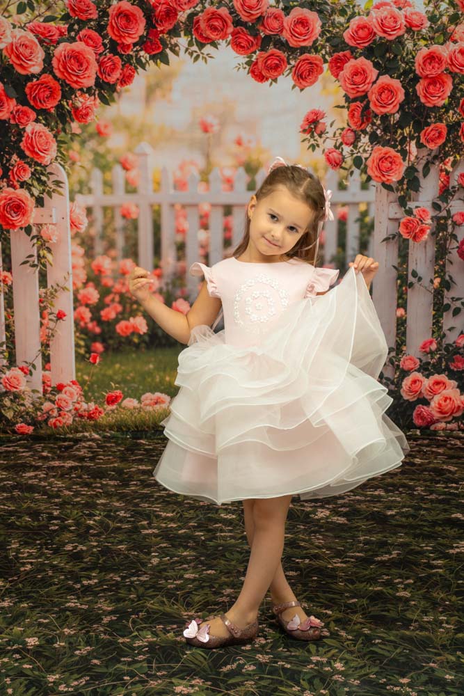 Kate Printemps/Été Maille Rose Robe à lacets Enfant Pour la Photographie - Kate Backdrop FR