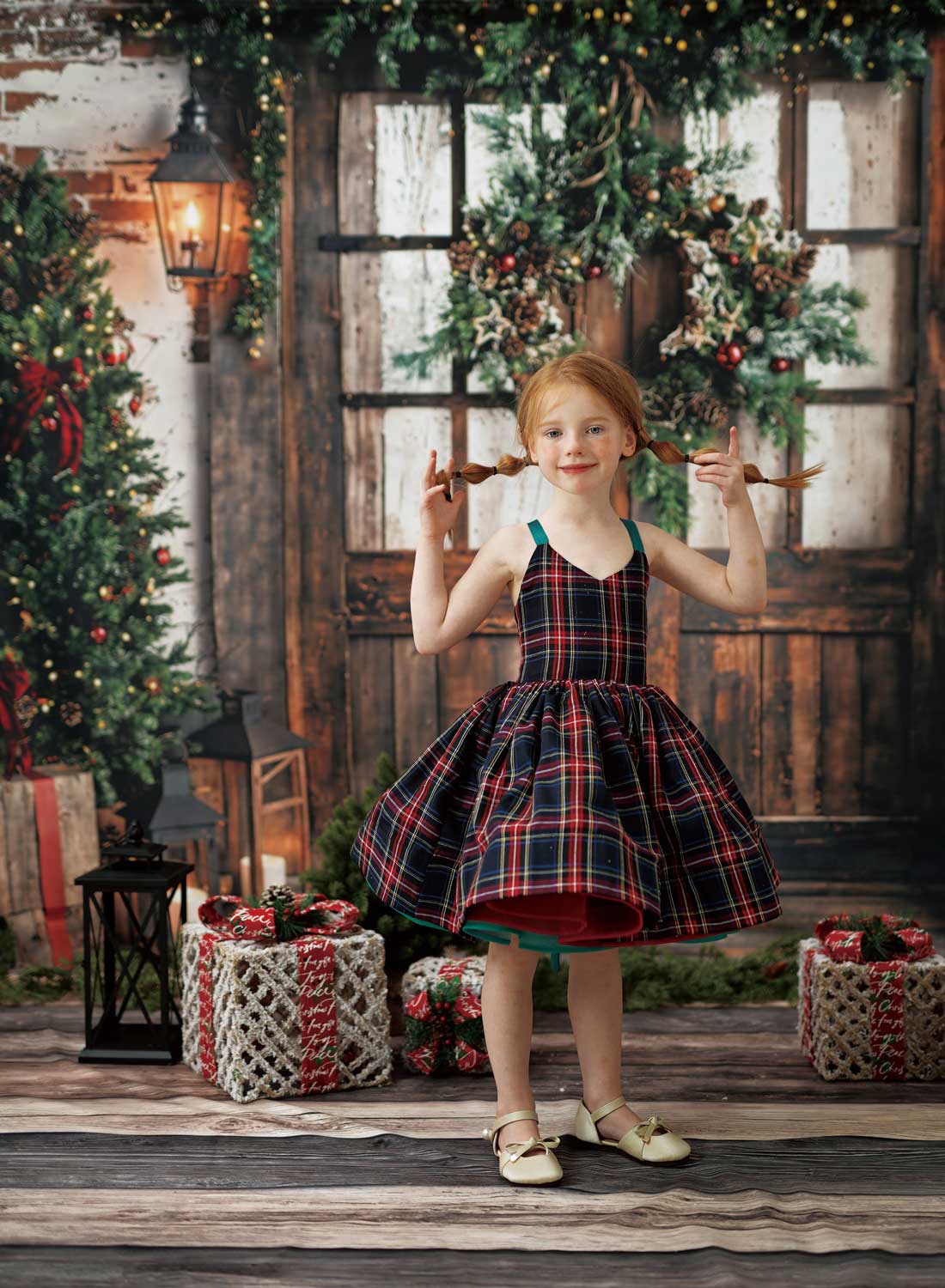 Kate Sapin de Noël Lanterne Porte en Bois Kit Photo - Kate Backdrop FR