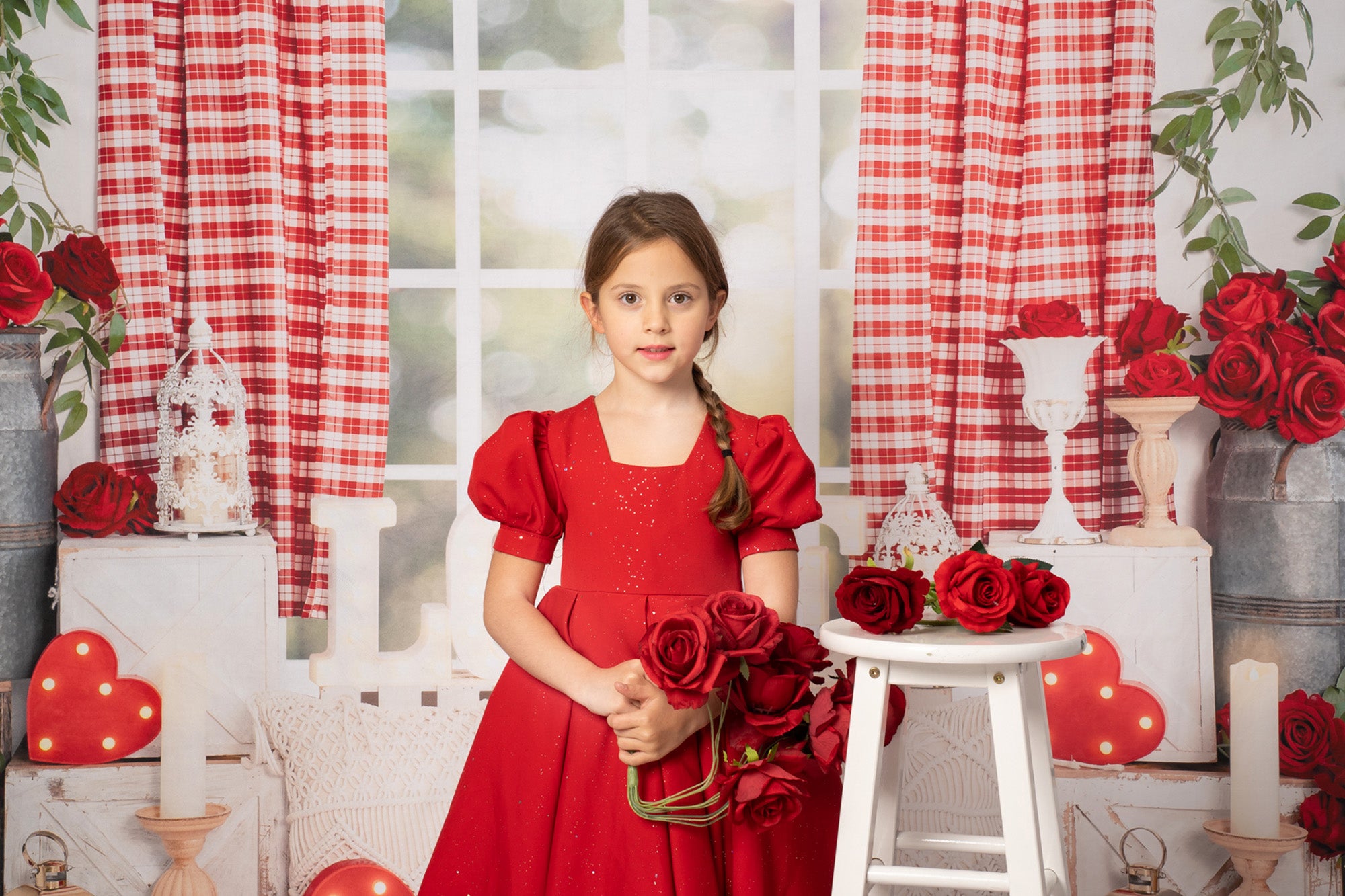 Kate Fenêtre Boho Rouge Saint Valentin Toile de fond conçu par Emetselch - Kate Backdrop FR