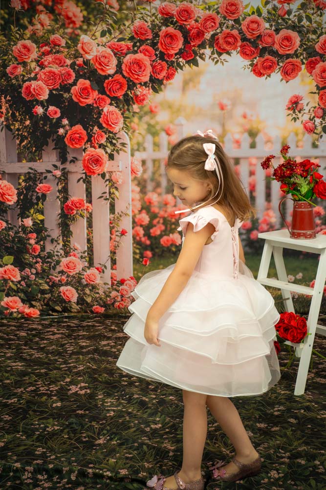 Kate Printemps/Été Maille Rose Robe à lacets Enfant Pour la Photographie - Kate Backdrop FR