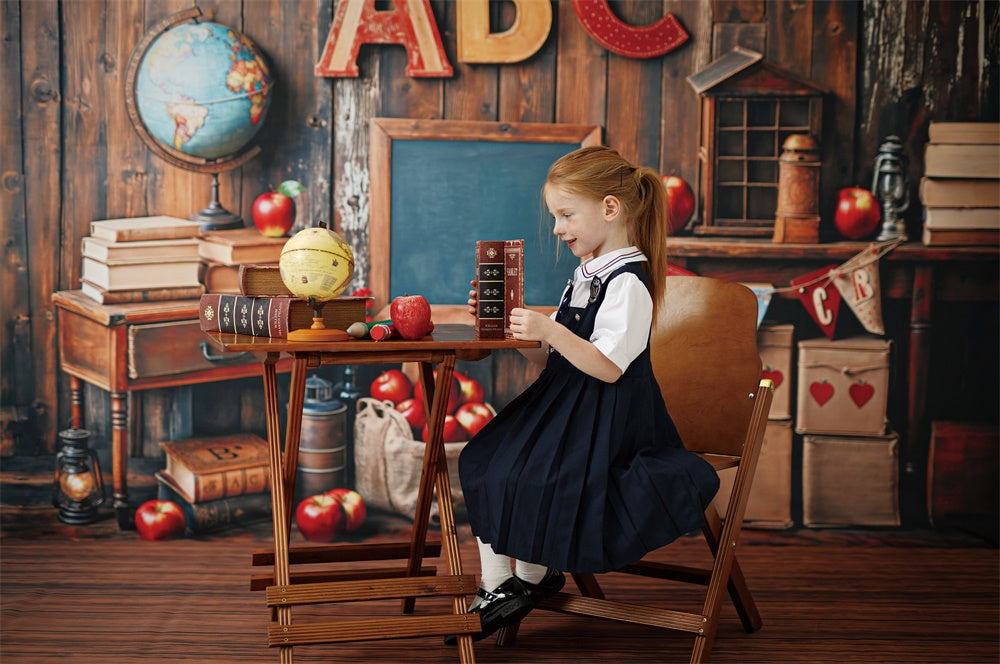 Kate Scolaire Salle de Classe ABC Globe Tableau noir Kit Photo - Kate Backdrop FR