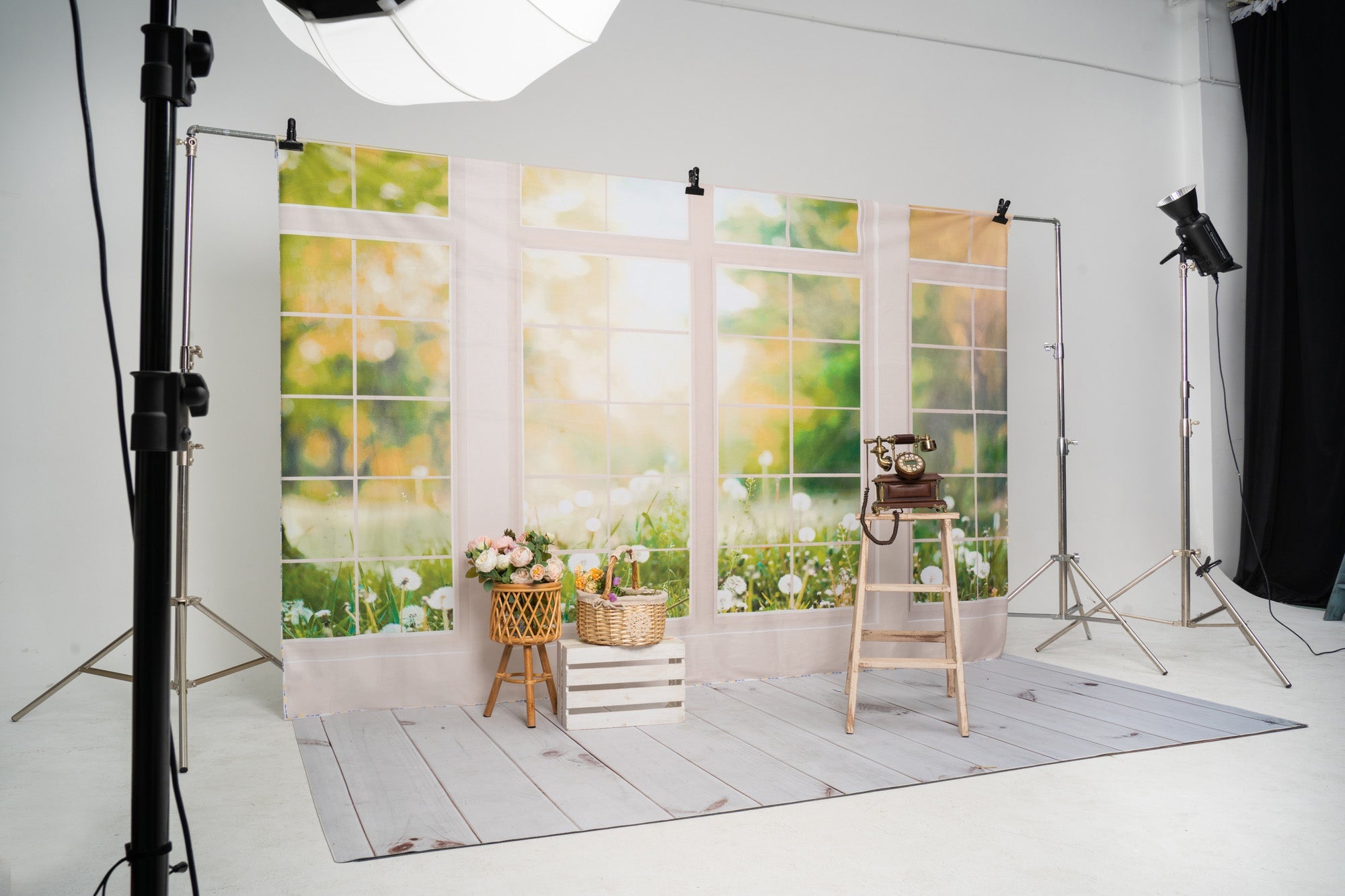Kate Jardin Printemps Vert Fenêtre Toile de fond en Laine conçue par Emetselch - Kate Backdrop FR