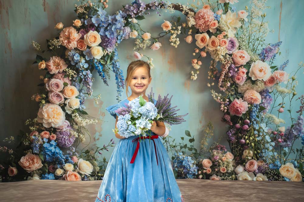 Kate Printemps Arche Florale Pastel Toile de fond+Abstrait Beige Marron Clair Sol Toile de fond - Kate Backdrop FR