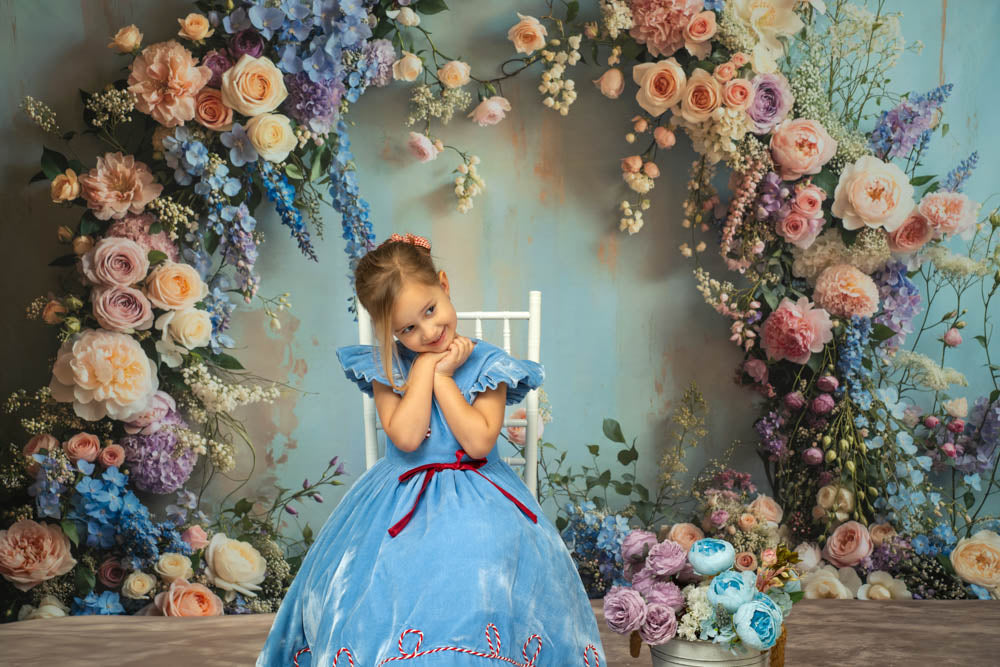 Kate Printemps Arche Florale Pastel Toile de fond+Abstrait Beige Marron Clair Sol Toile de fond - Kate Backdrop FR