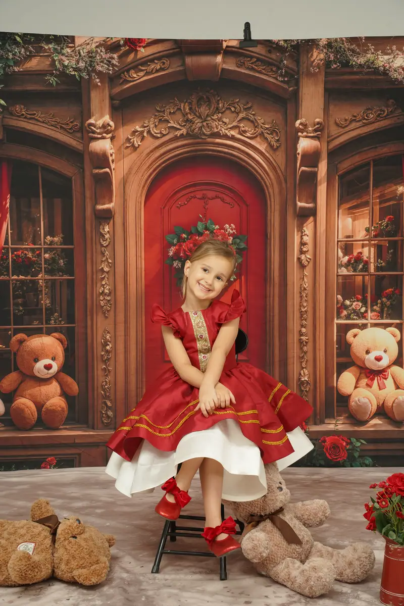 Kate Noël Rouge Robe à lacets Enfant Pour la Photographie - Kate Backdrop FR