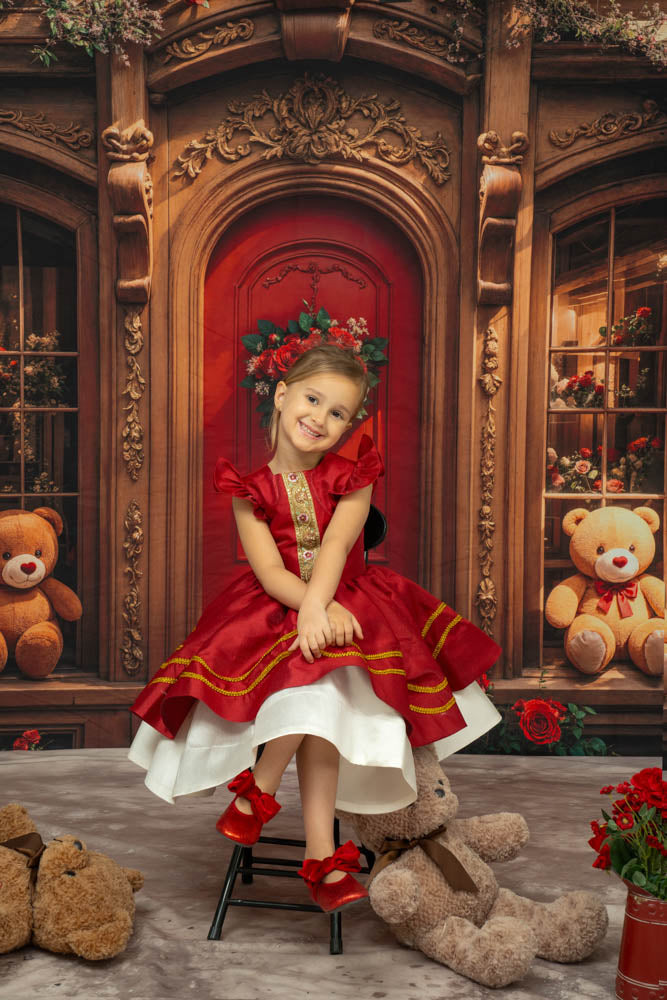Kate Noël Rouge Robe à lacets Enfant Pour la Photographie - Kate Backdrop FR