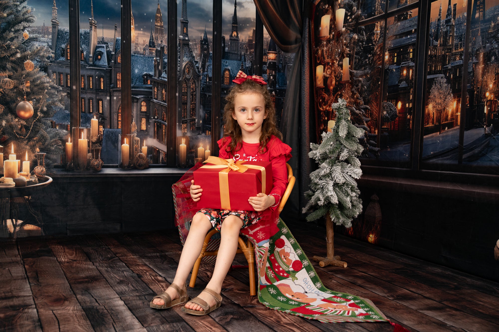 Kate Noël Ville enneigée Fenêtre Nuit Bougie Ensemble de chambre (8pix8pi&10pix8pi&8pix10pi) - Kate Backdrop FR