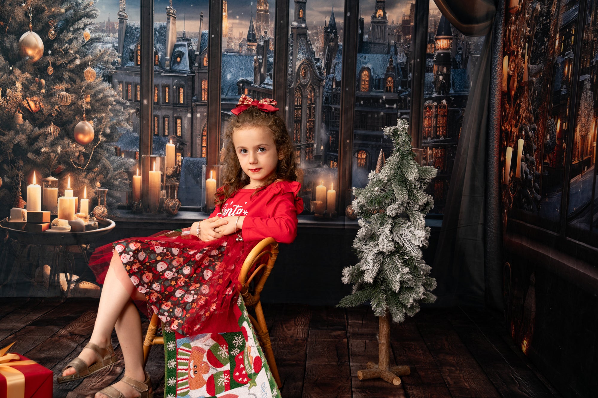 Kate Noël Ville enneigée Fenêtre Nuit Bougie Ensemble de chambre (8pix8pi&10pix8pi&8pix10pi) - Kate Backdrop FR