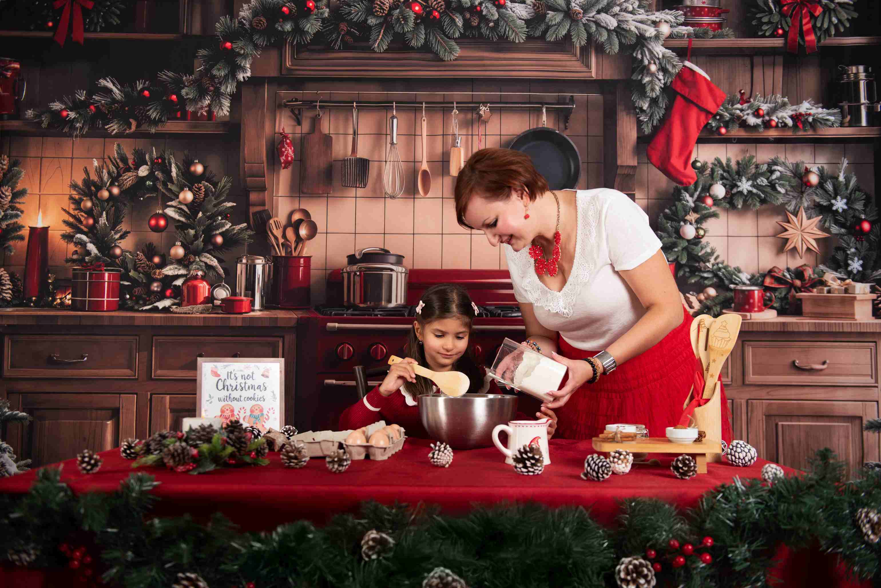 Kate Noël Cuisine Armoire en Bois Ornements Toile de fond conçue par Emetselch - Kate Backdrop FR