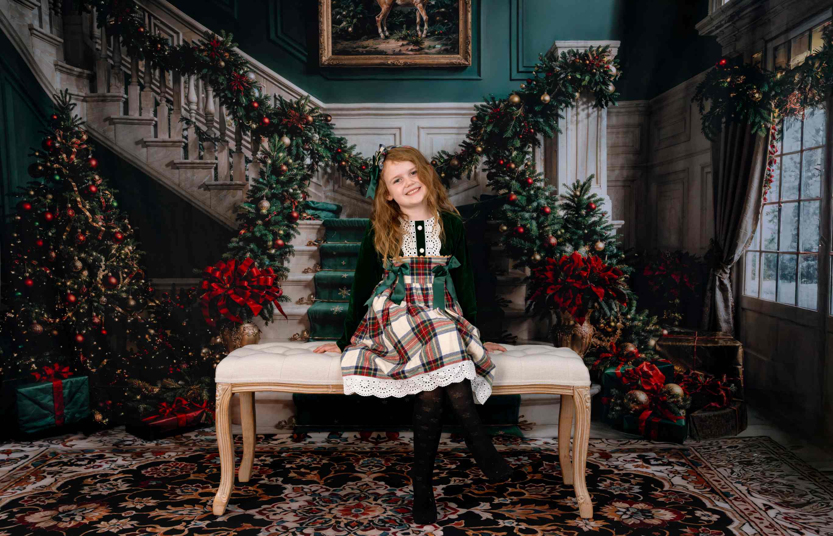 Offres Éclair #2 Kate Noël Rétro Vert Escalier en marbre Toile de fond+Beaux-Arts Sol en marbre Floral Toile de fond - Kate Backdrop FR