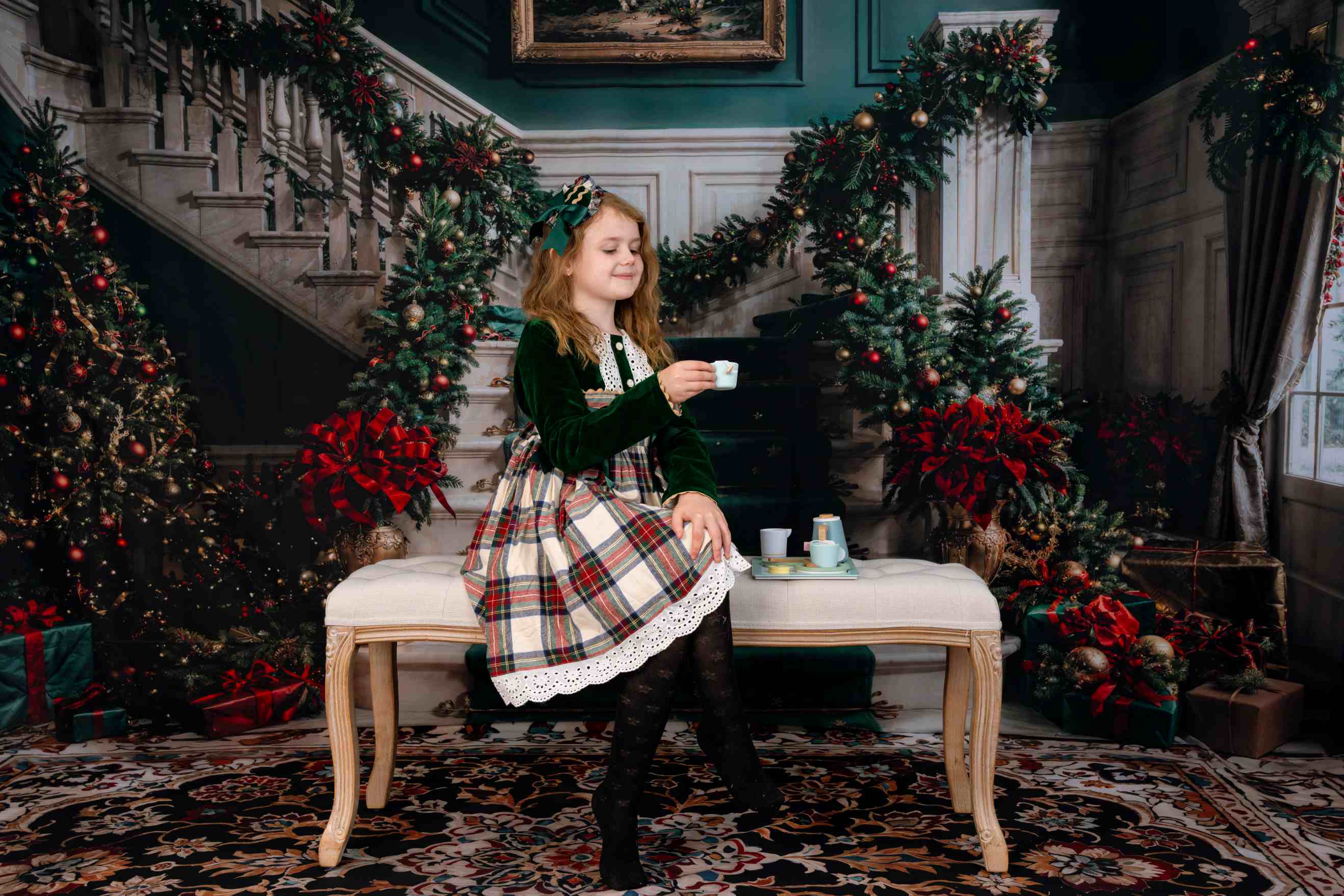 Offres Éclair #2 Kate Noël Rétro Vert Escalier en marbre Toile de fond+Beaux-Arts Sol en marbre Floral Toile de fond - Kate Backdrop FR