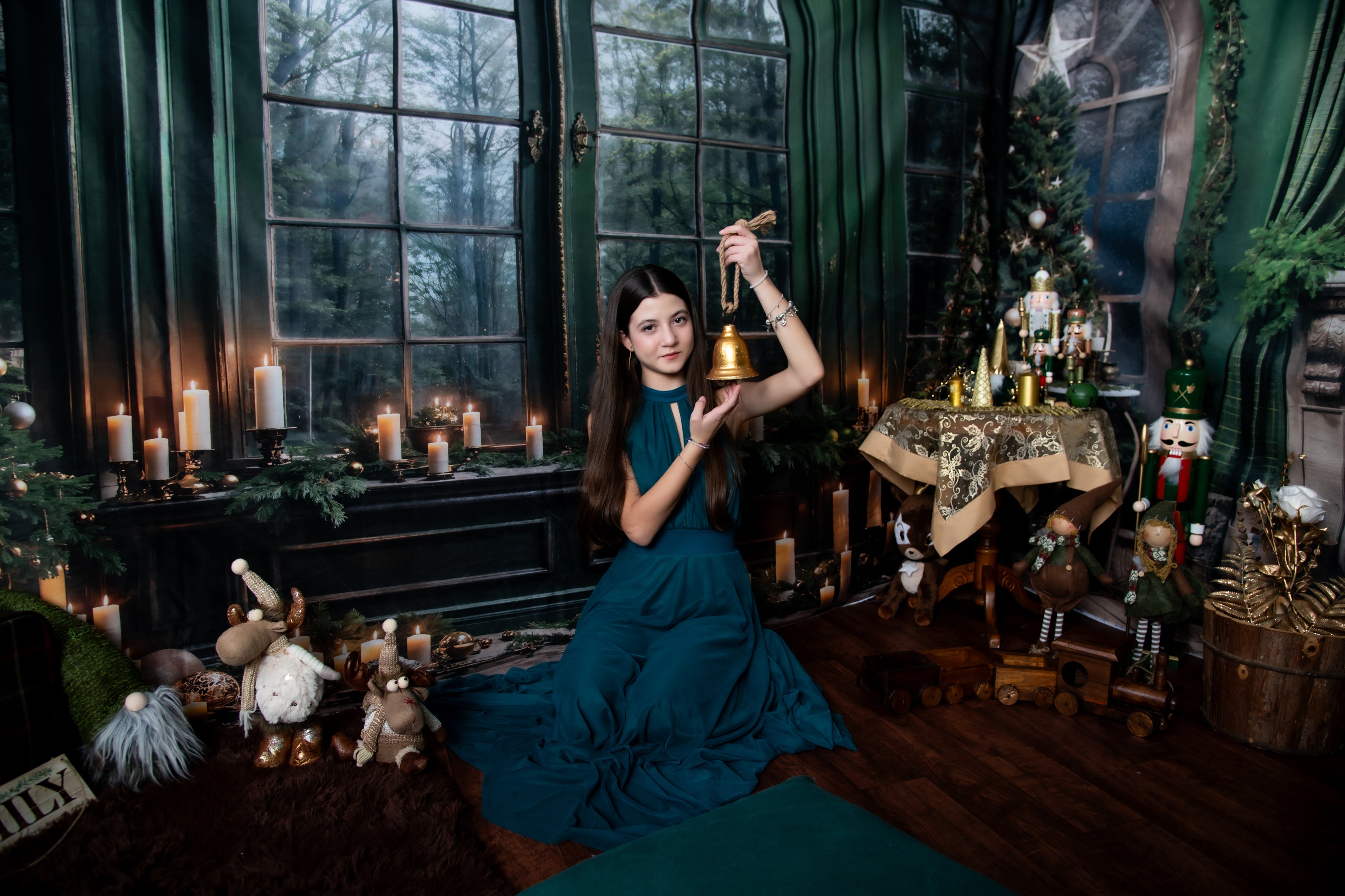 Kate Noël Cheminée Fenêtre Vert Ensemble de chambre (8pix8pi&10pix8pi&8pix10pi) - Kate Backdrop FR