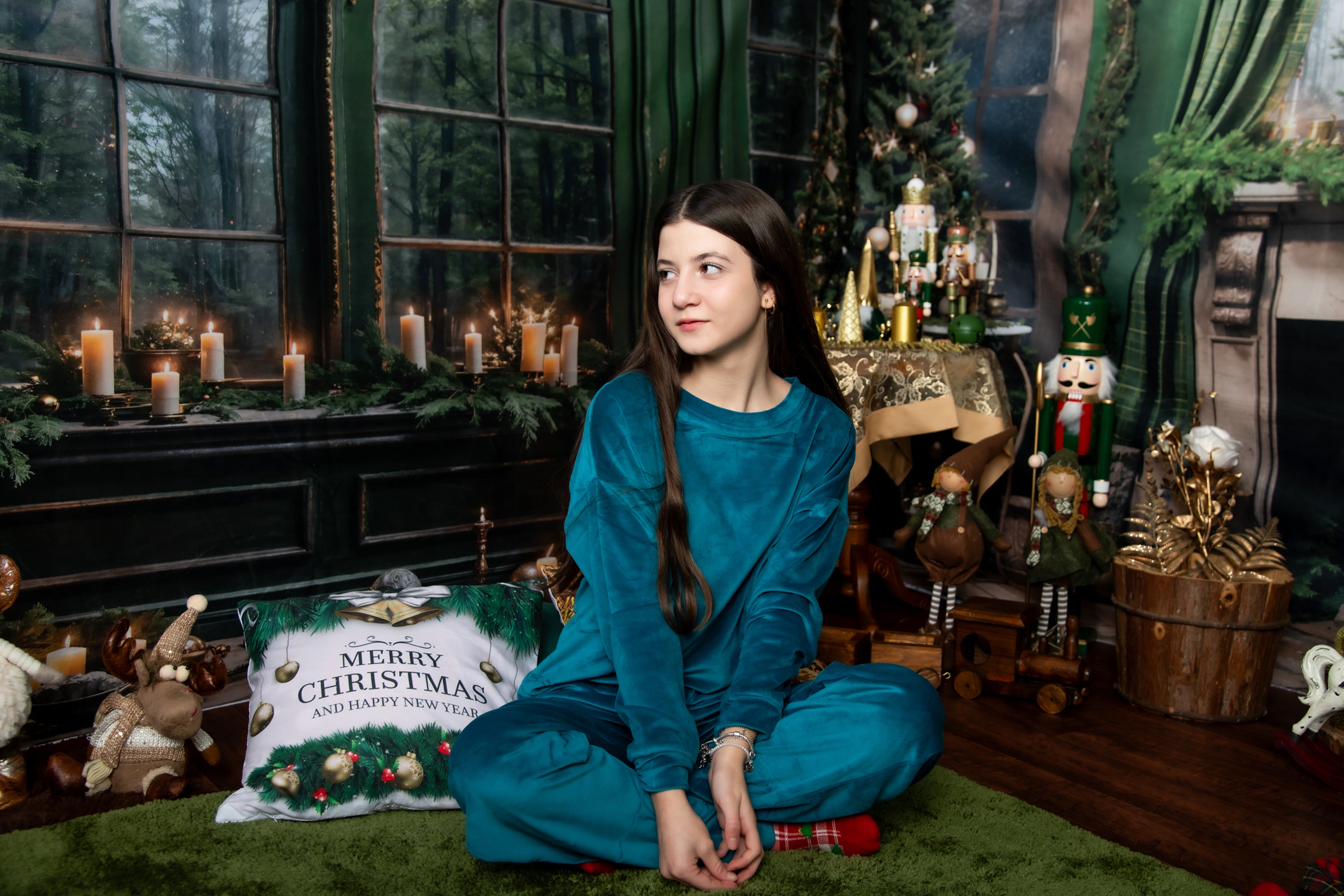 Kate Noël Cheminée Fenêtre Vert Ensemble de chambre (8pix8pi&10pix8pi&8pix10pi) - Kate Backdrop FR