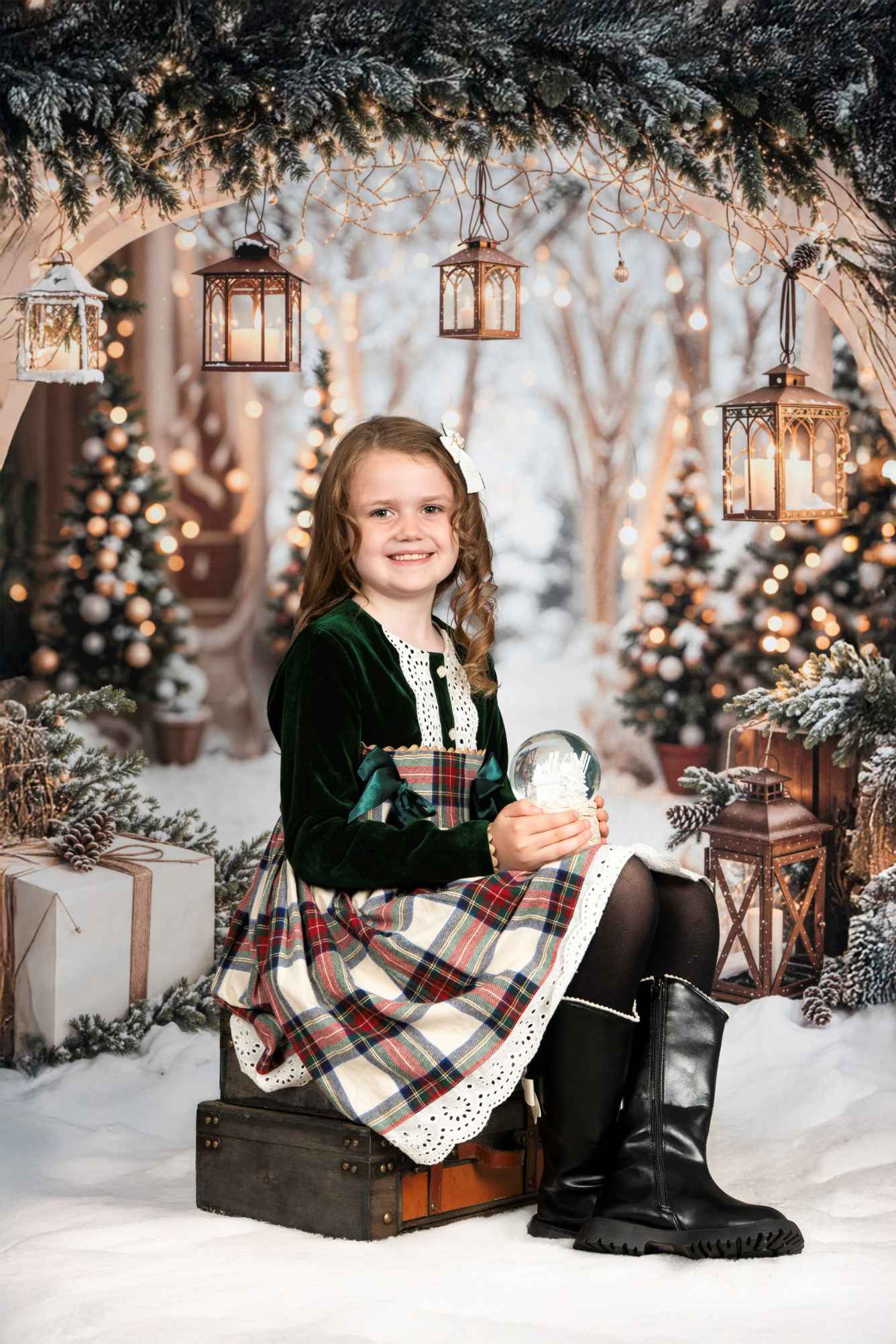 Kate Noël Arche Neige Arbres Lumière Toile de fond conçue par Emetselch - Kate Backdrop FR