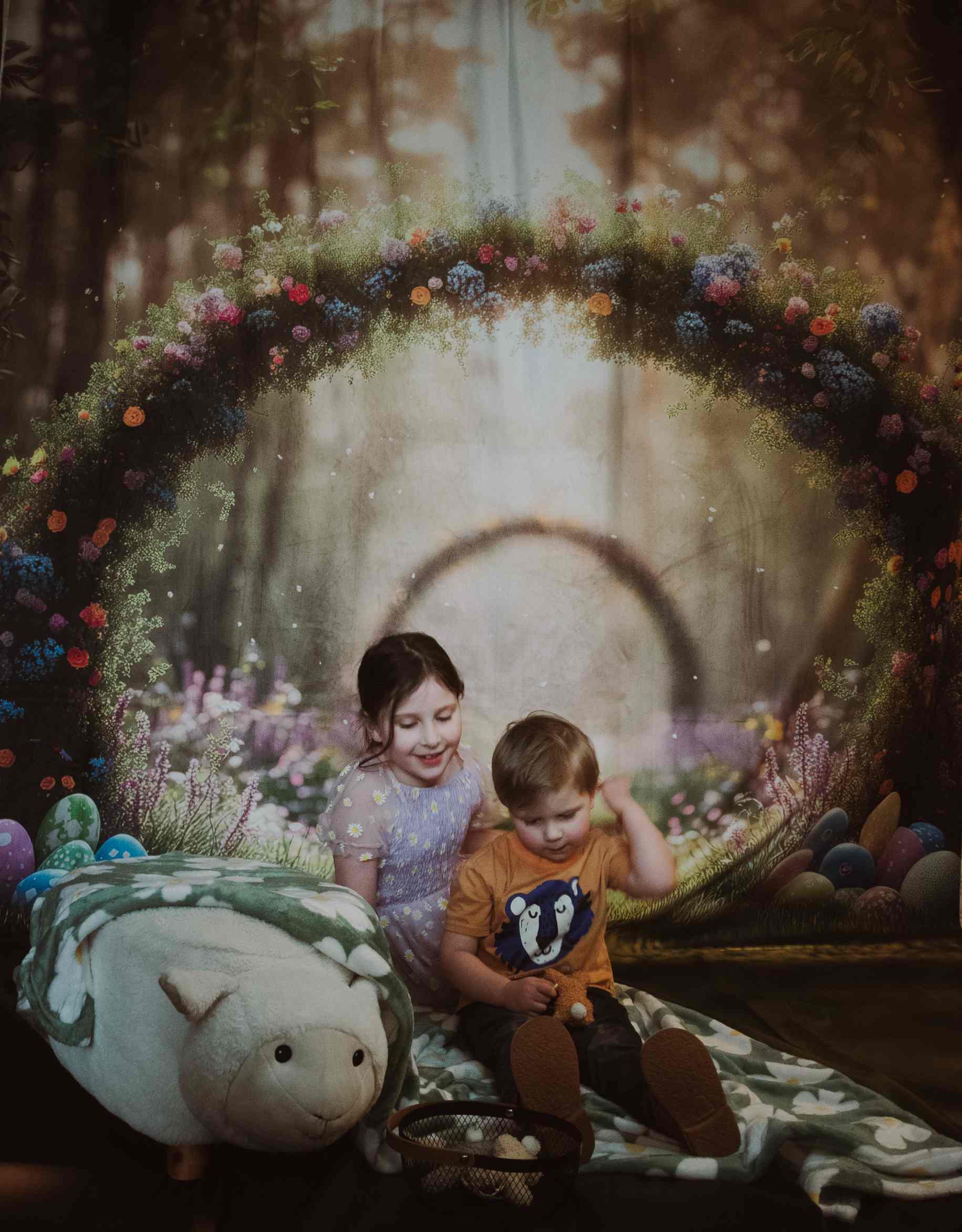 Kate Sweep Mur-à-Sol Pâques Fleurs Arche Chemin Toile de fond conçue par Patty Roberts - Kate Backdrop FR