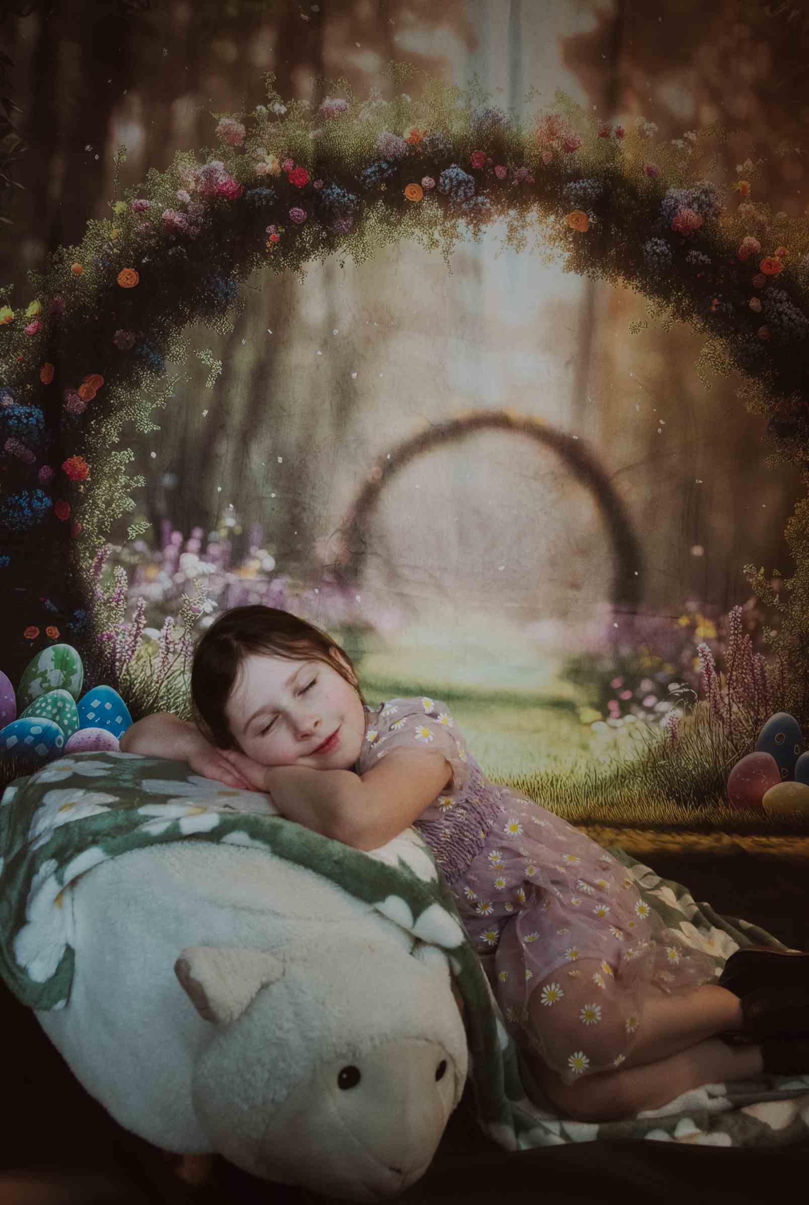 Kate Sweep Mur-à-Sol Pâques Fleurs Arche Chemin Toile de fond conçue par Patty Roberts - Kate Backdrop FR