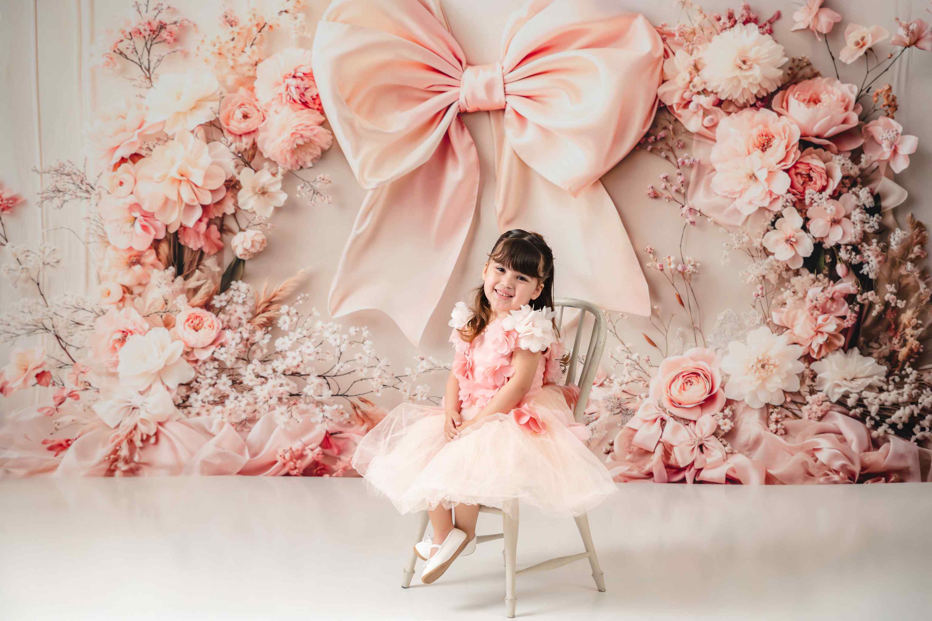 Kate Fleurs Arche Rose Gros nœud Toile de fond en Laine conçue par Emetselch - Kate Backdrop FR