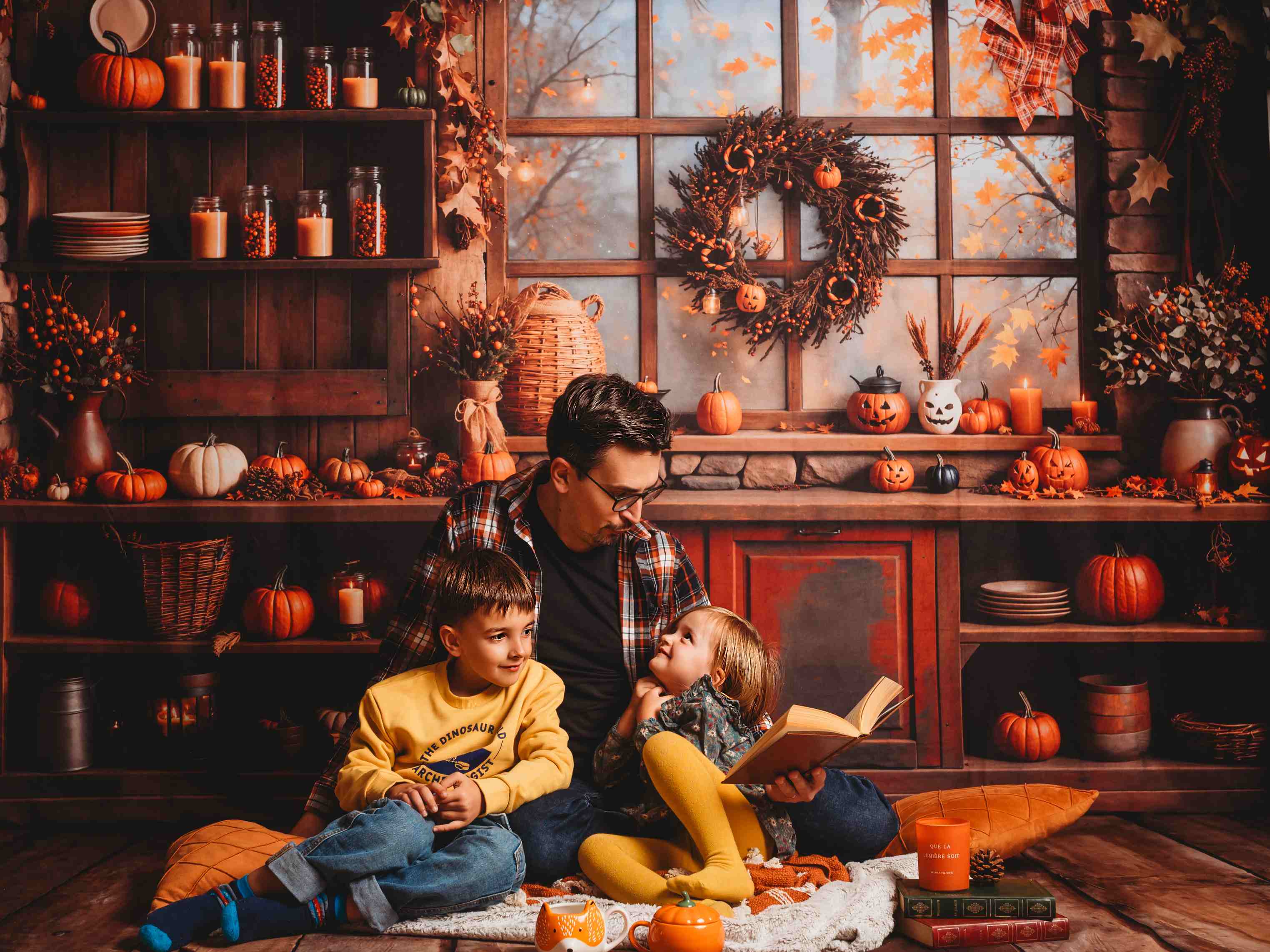 Kate Automne Citrouille Orange Cuisine Famille Toile de fond conçue par Emetselch - Kate Backdrop FR