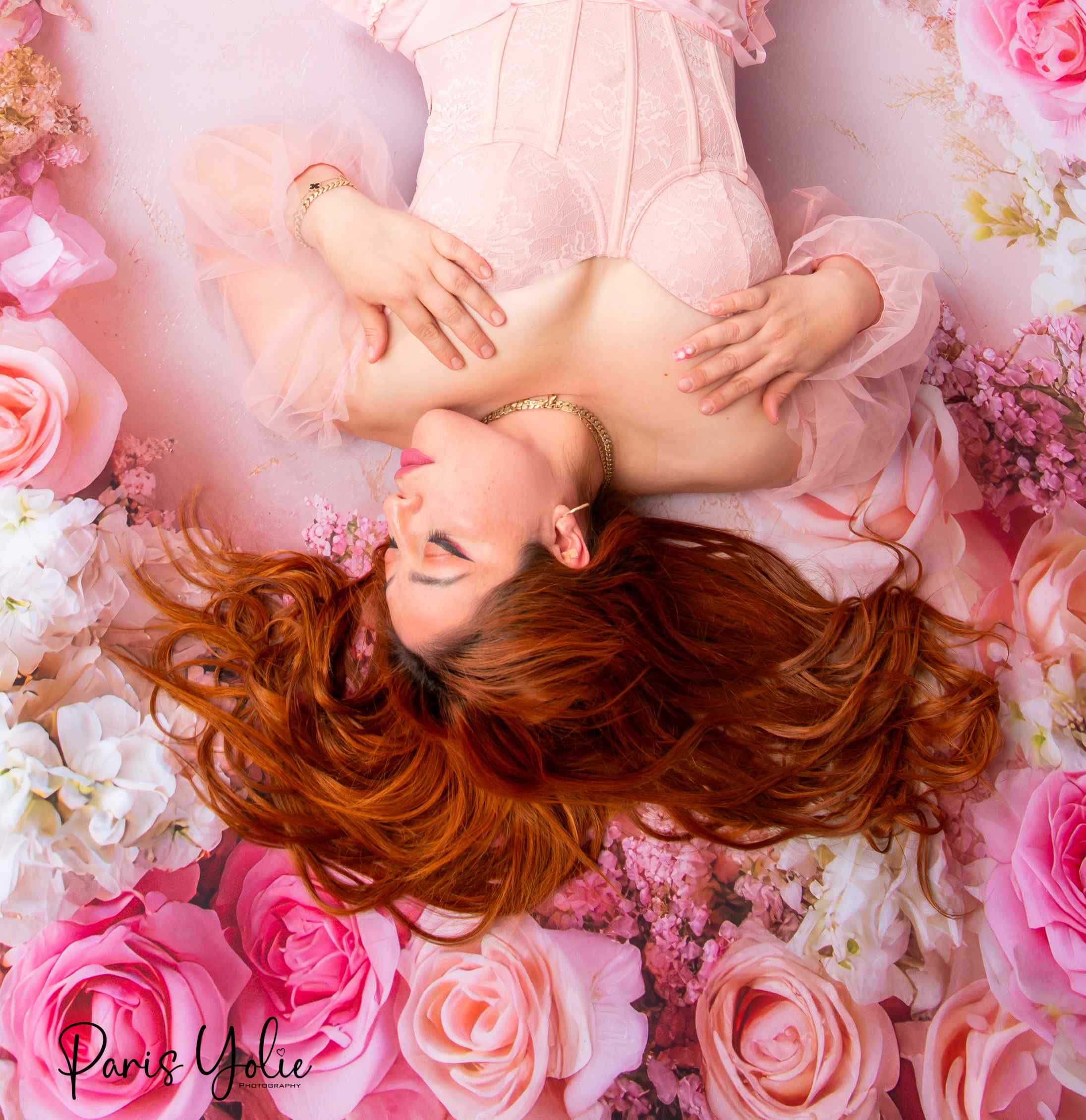 Kate Printemps Fleurs Rose Tapis de sol en Caoutchouc conçue par Mini MakeBelieve - Kate Backdrop FR