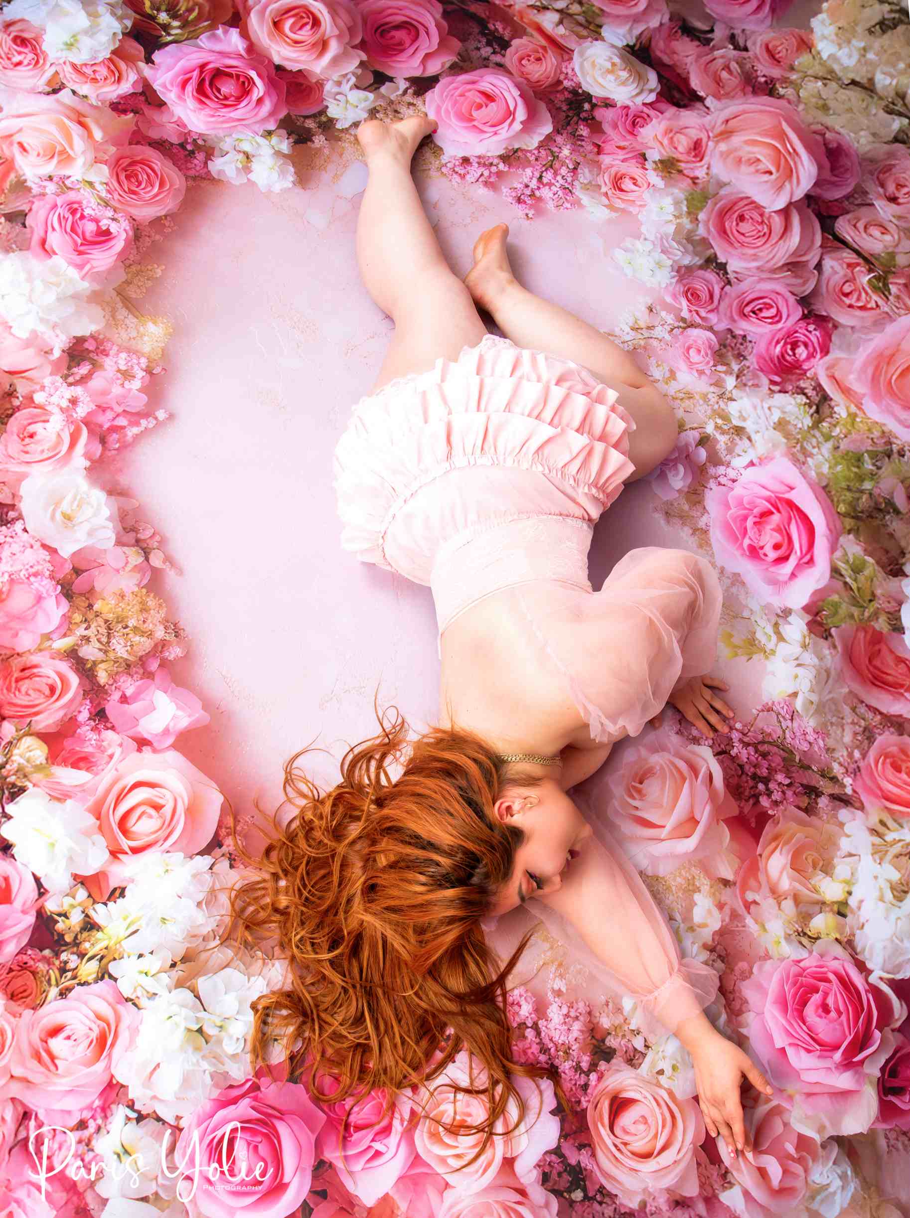 Kate Printemps Fleurs Rose Tapis de sol en Caoutchouc conçue par Mini MakeBelieve - Kate Backdrop FR