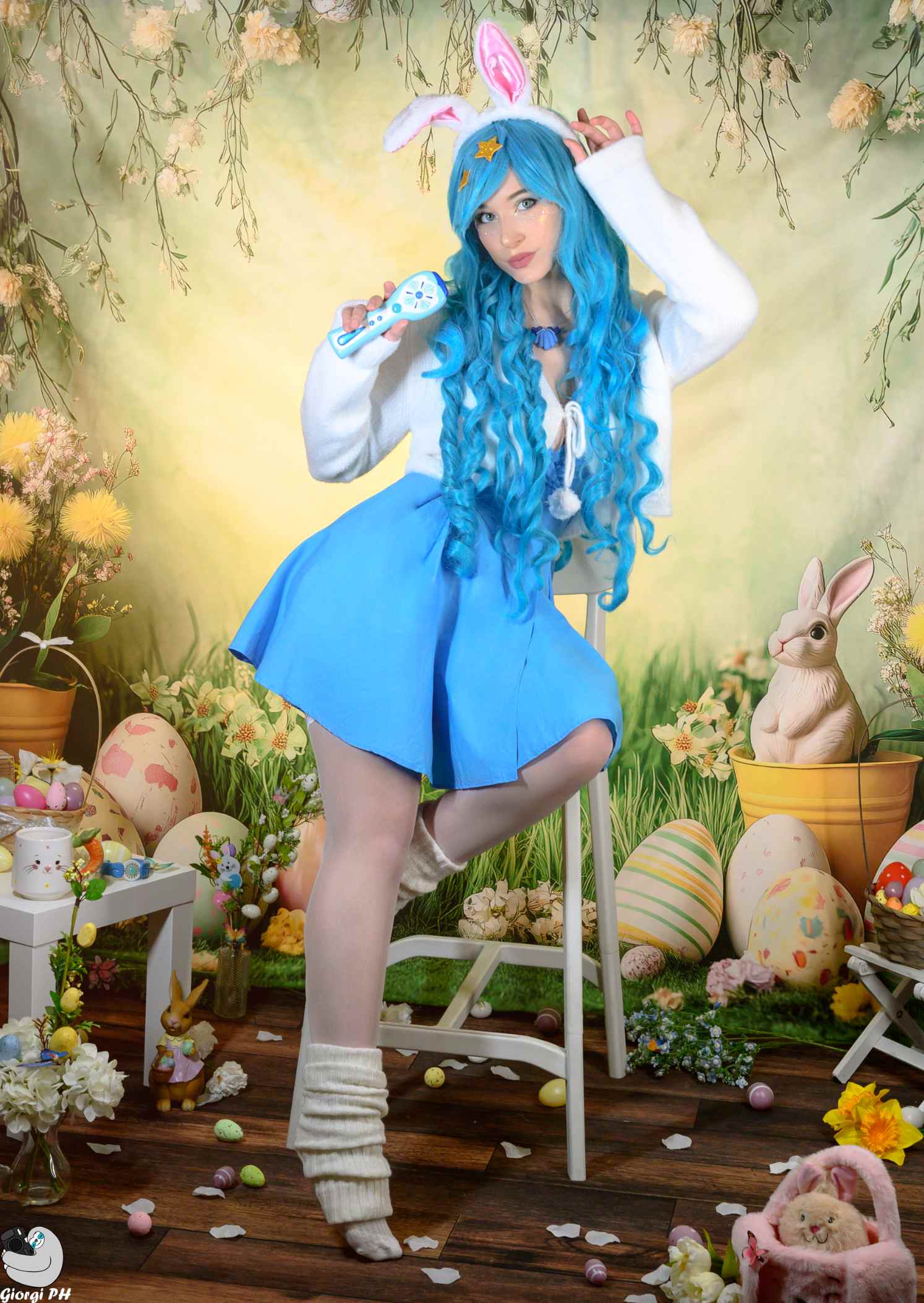 Kate Pâques Lapin Fleurs Œufs Arche Vert Toile de fond conçue par Patty Roberts - Kate Backdrop FR