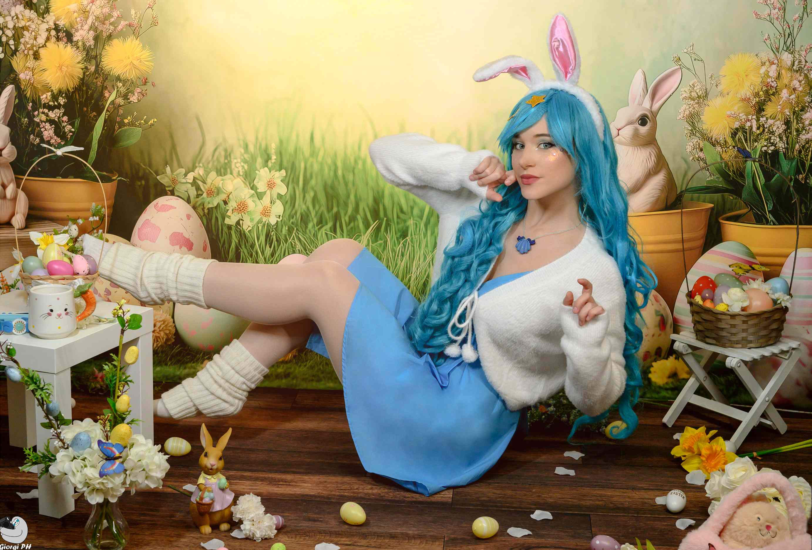 Kate Pâques Lapin Fleurs Œufs Arche Vert Toile de fond conçue par Patty Roberts - Kate Backdrop FR