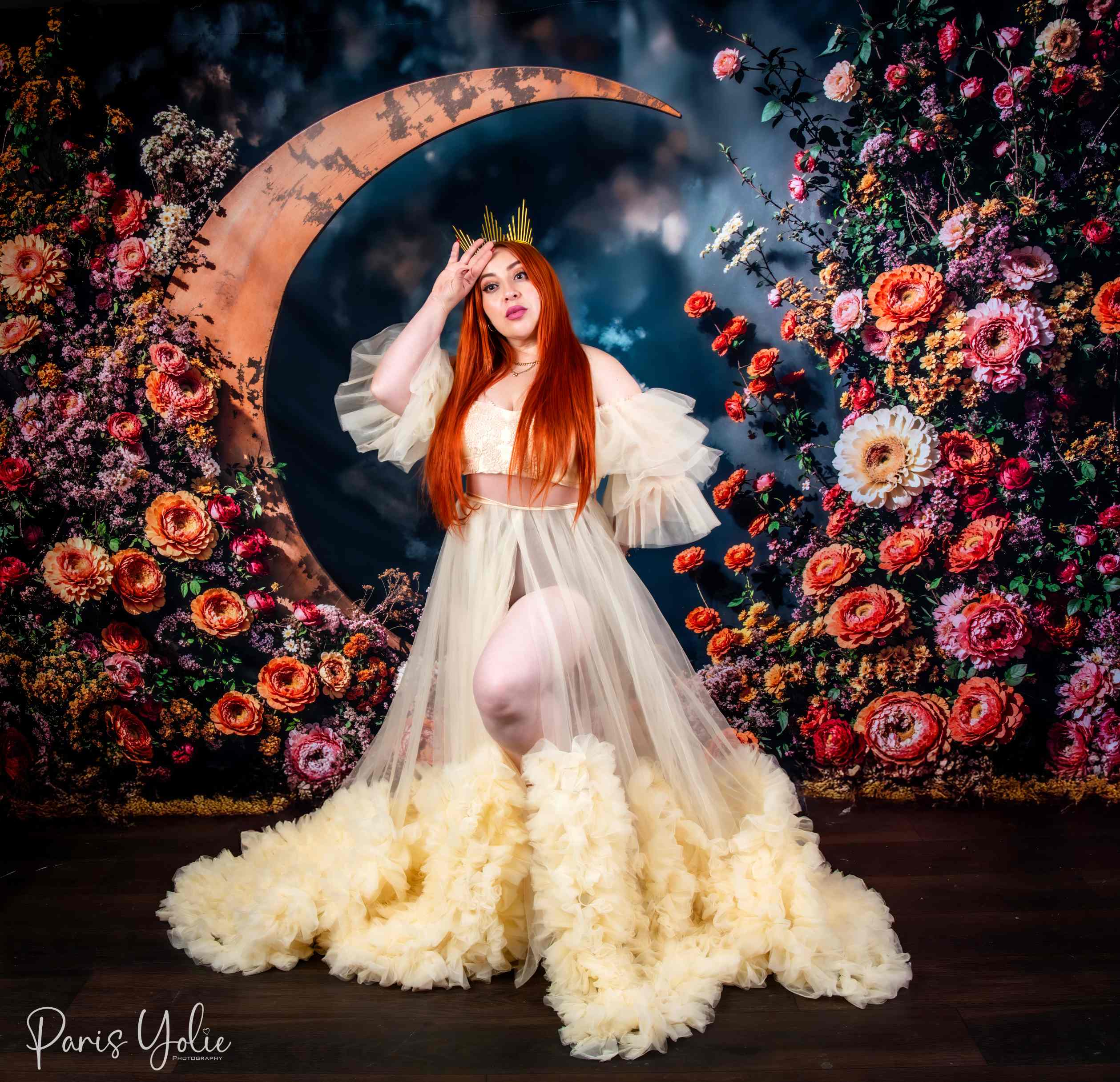 Kate Fête des mères Fleurs Croissant de Lune Toile de fond en Laine conçue par Emetselch - Kate Backdrop FR