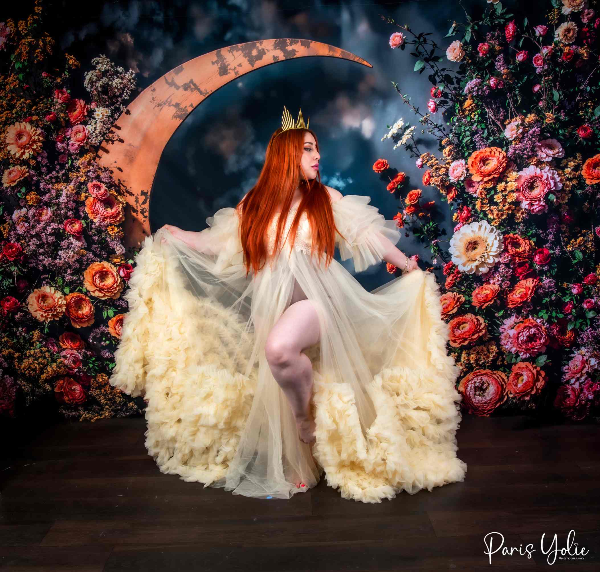 Kate Fête des mères Fleurs Croissant de Lune Toile de fond en Laine conçue par Emetselch - Kate Backdrop FR