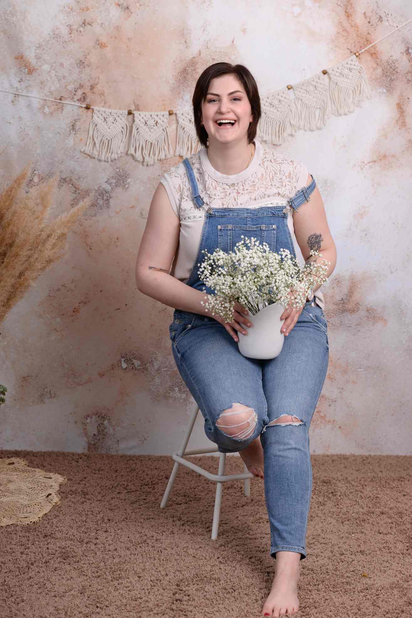 Kate Abstrait Marbre Beige Sol Toile de fond conçue par Mini MakeBelieve - Kate Backdrop FR