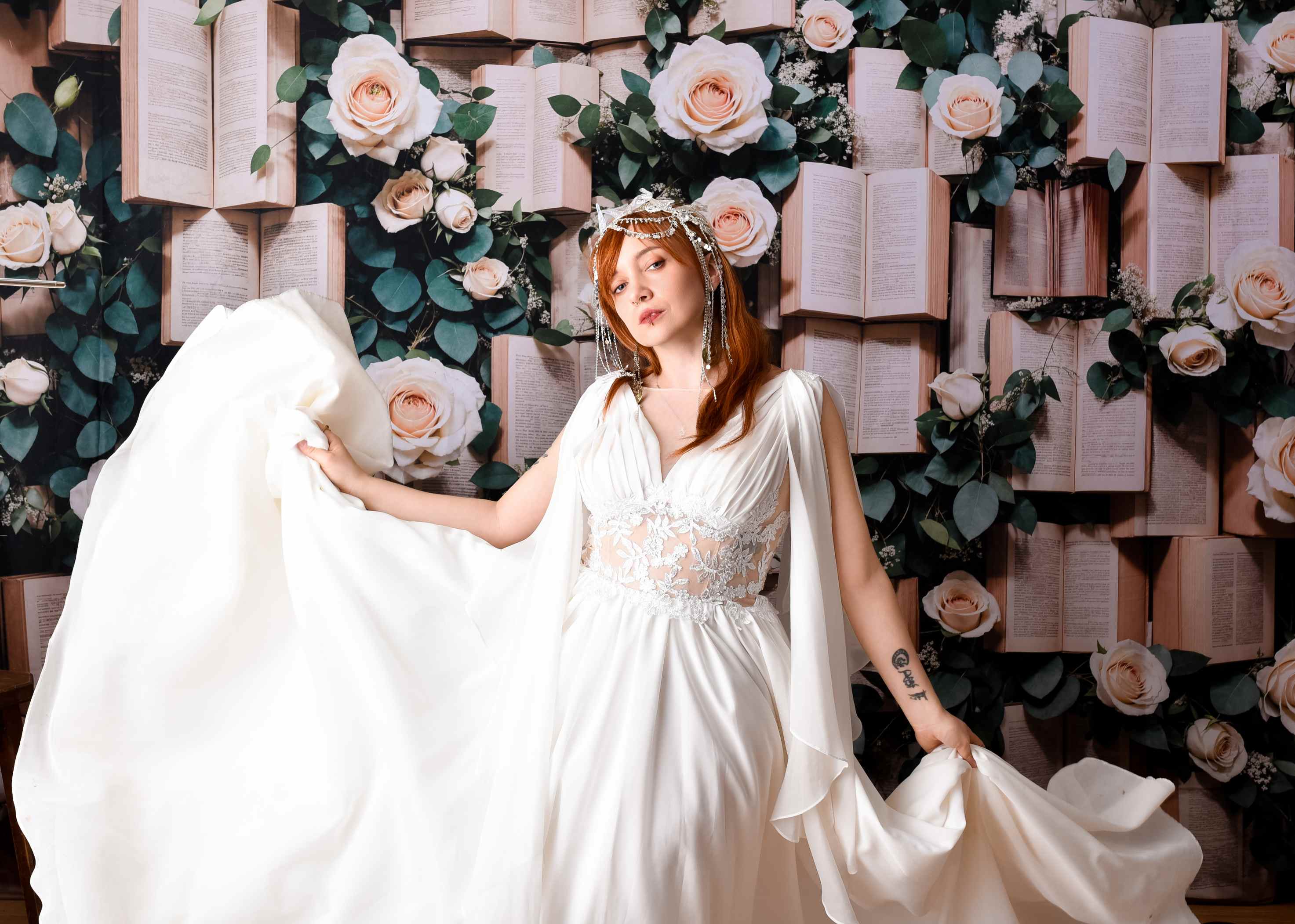 Kate Saint-Valentin Vintage Livres Roses Toile de fond conçue par Emetselch - Kate Backdrop FR