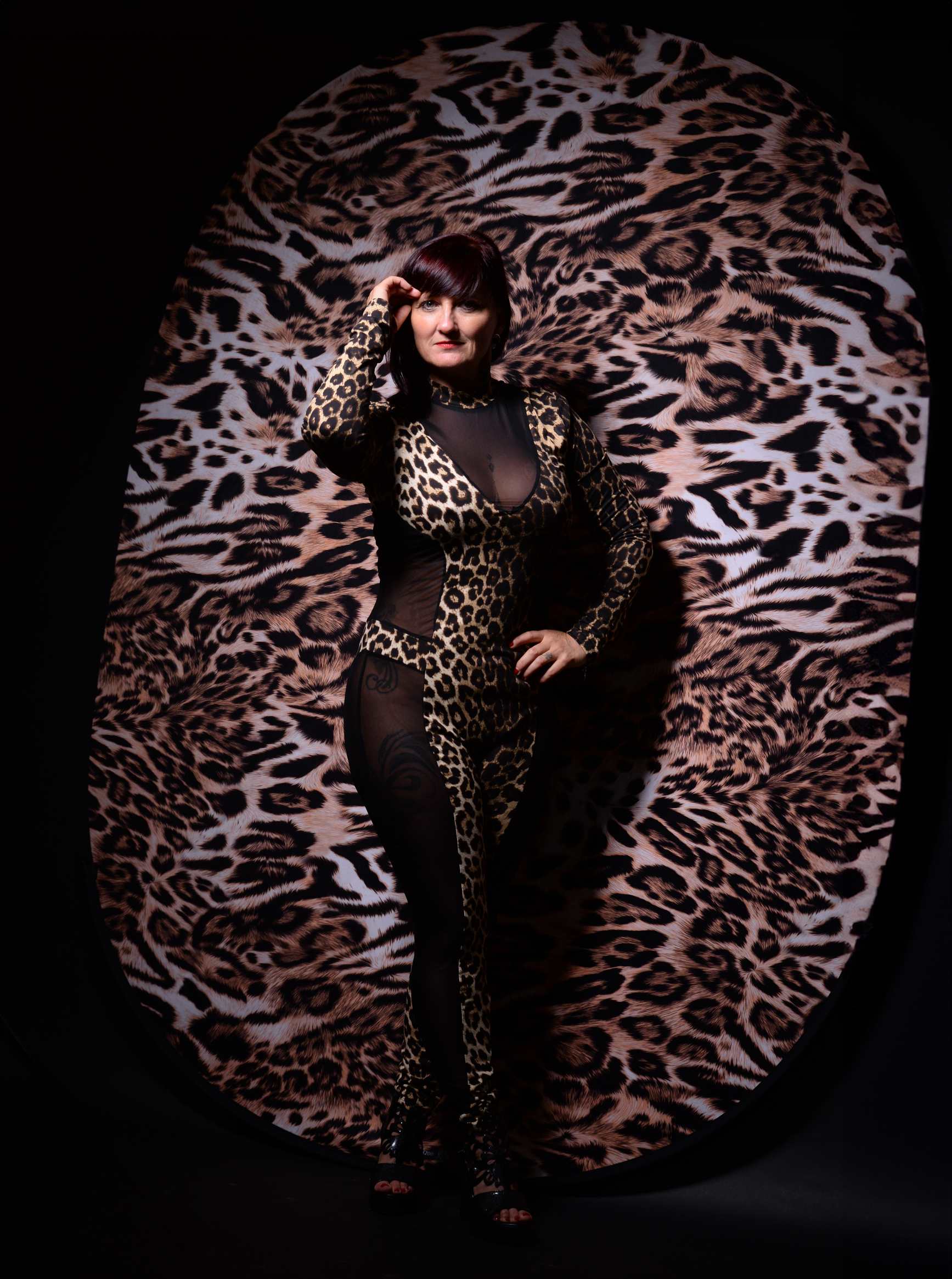 Kate Double-face Imprimé Léopard/Taches Noir Blanc Toile de fond Pliable 5x6.5pi(1.5x2m) - Kate Backdrop FR