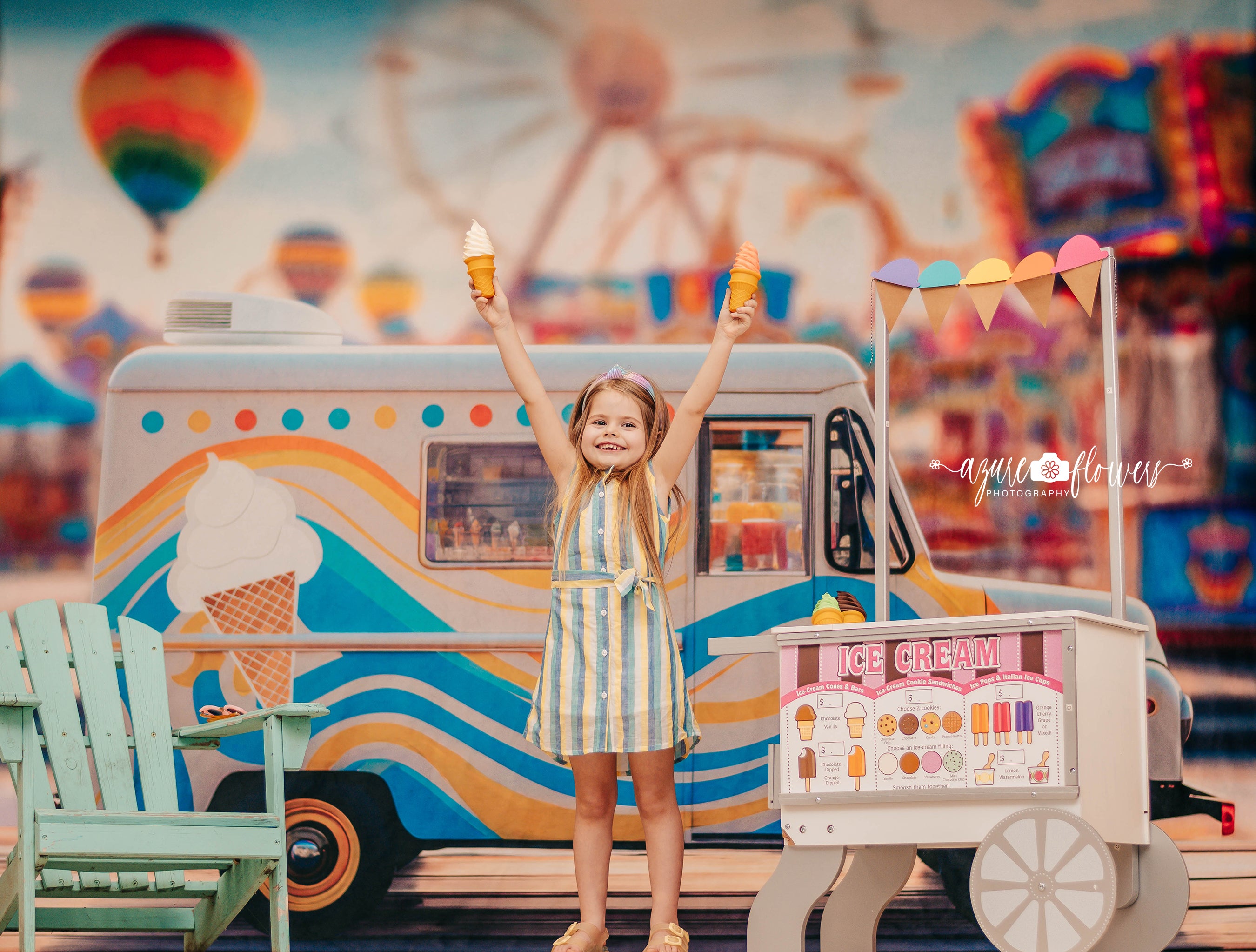 Kate Camion de Crème glacée Parc d'attractions Toile de fond conçue par Mini MakeBelieve - Kate Backdrop FR