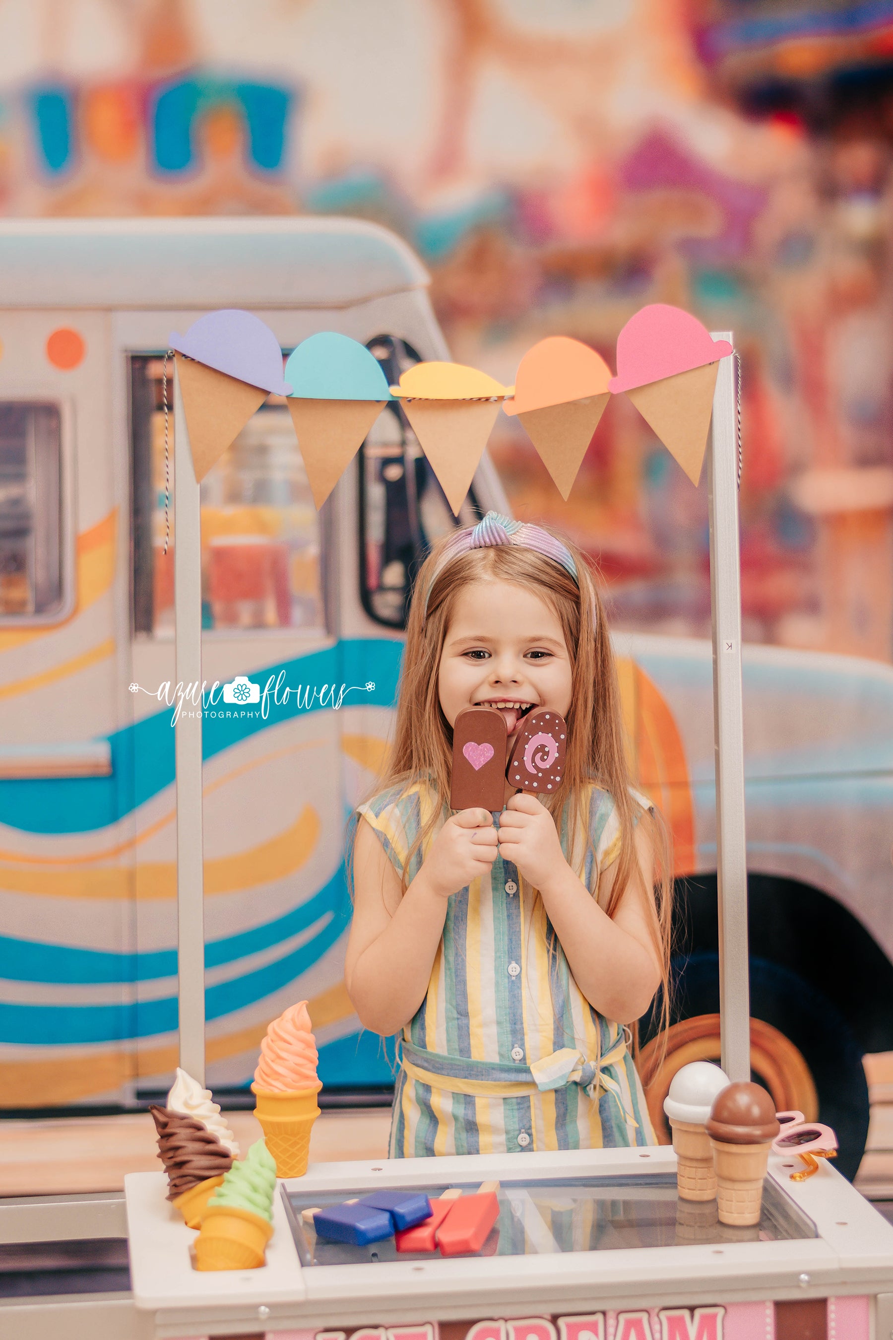 Kate Camion de Crème glacée Parc d'attractions Toile de fond conçue par Mini MakeBelieve - Kate Backdrop FR