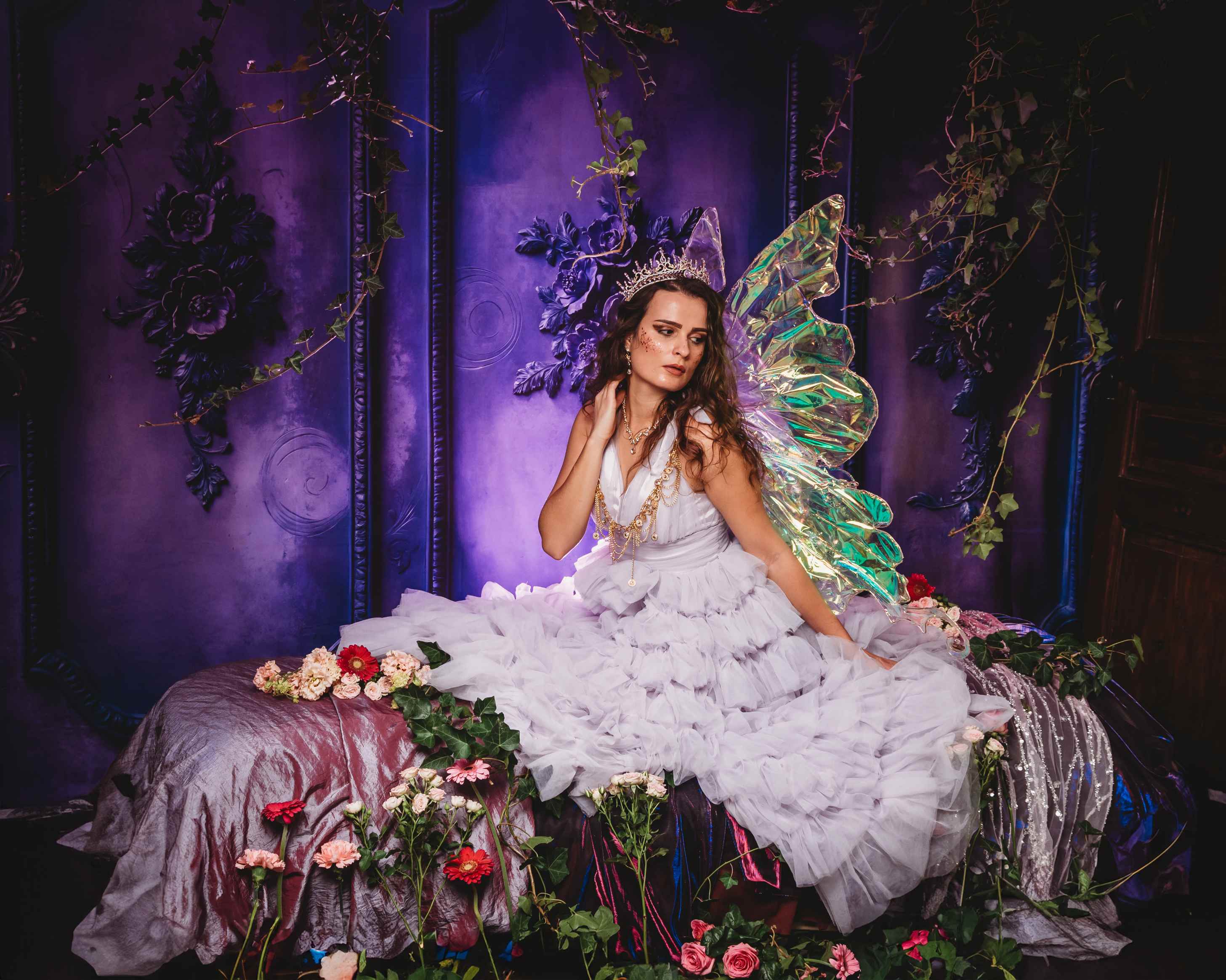 Kate Halloween Violet Mur Rétro Portrait Toile de fond conçue par Chain Photographie - Kate Backdrop FR