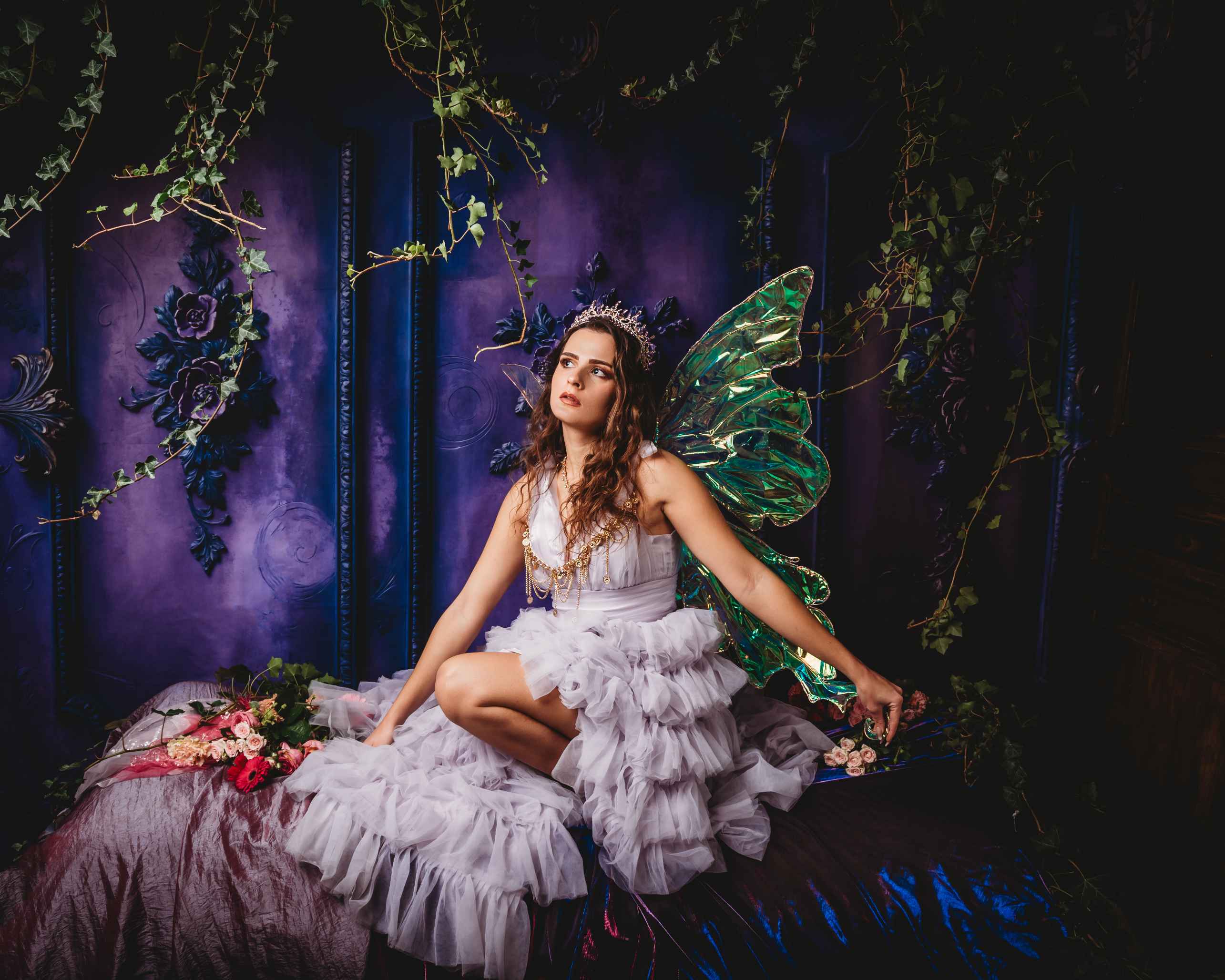 Kate Halloween Violet Mur Rétro Portrait Toile de fond conçue par Chain Photographie - Kate Backdrop FR