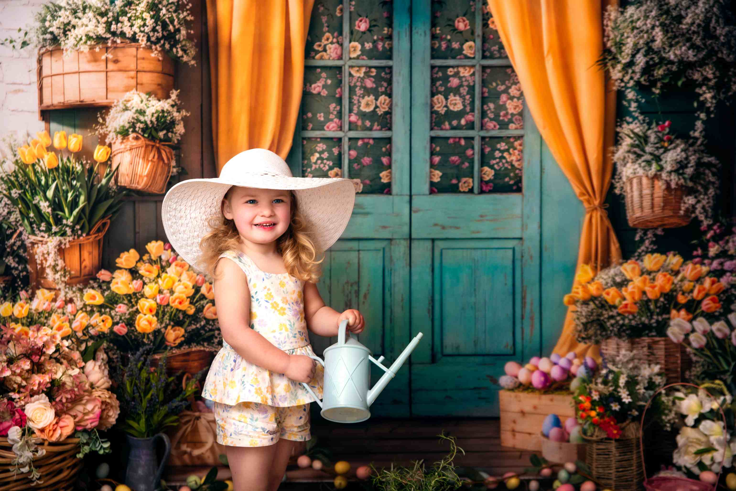 Kate Pâques Œufs Fleurs Porte Rideau Toile de fond conçue par Emetselch - Kate Backdrop FR