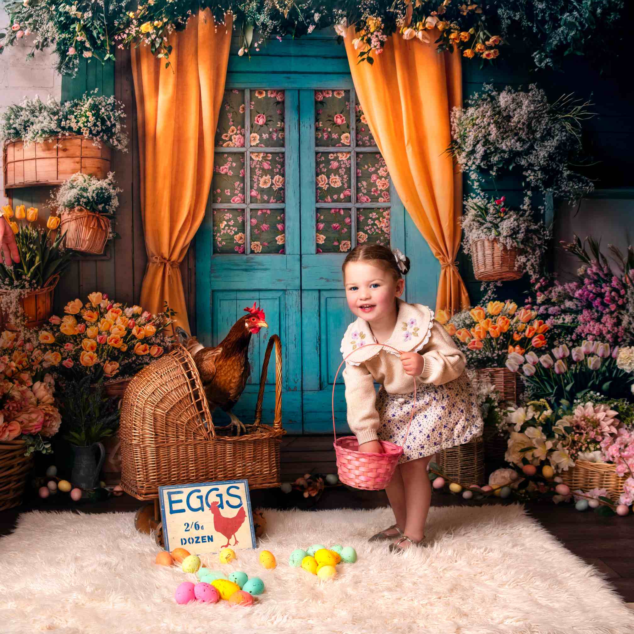 Kate Pâques Œufs Fleurs Porte Rideau Toile de fond conçue par Emetselch - Kate Backdrop FR