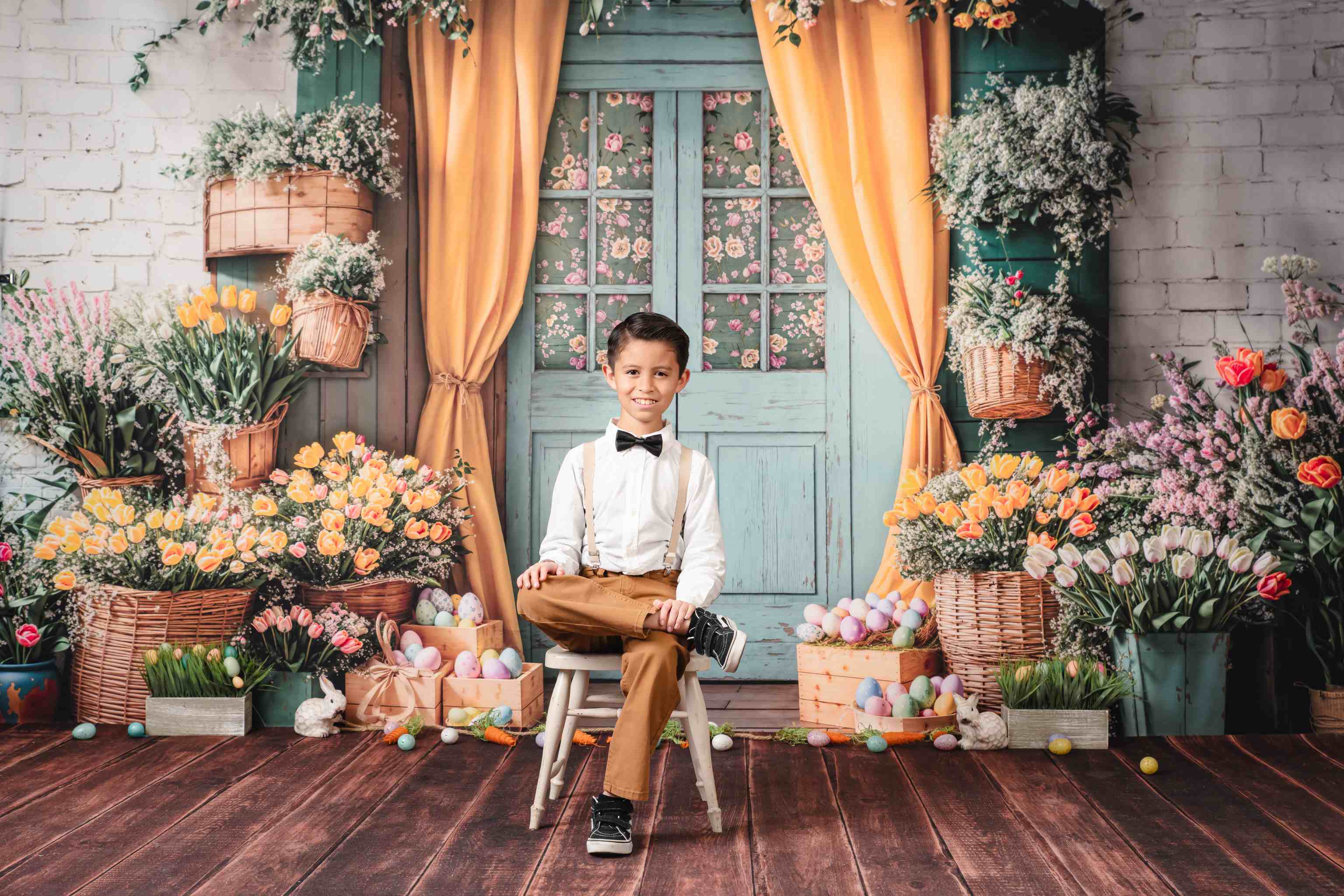 Kate Pâques Œufs Fleurs Porte Rideau Toile de fond en Laine conçue par Emetselch - Kate Backdrop FR