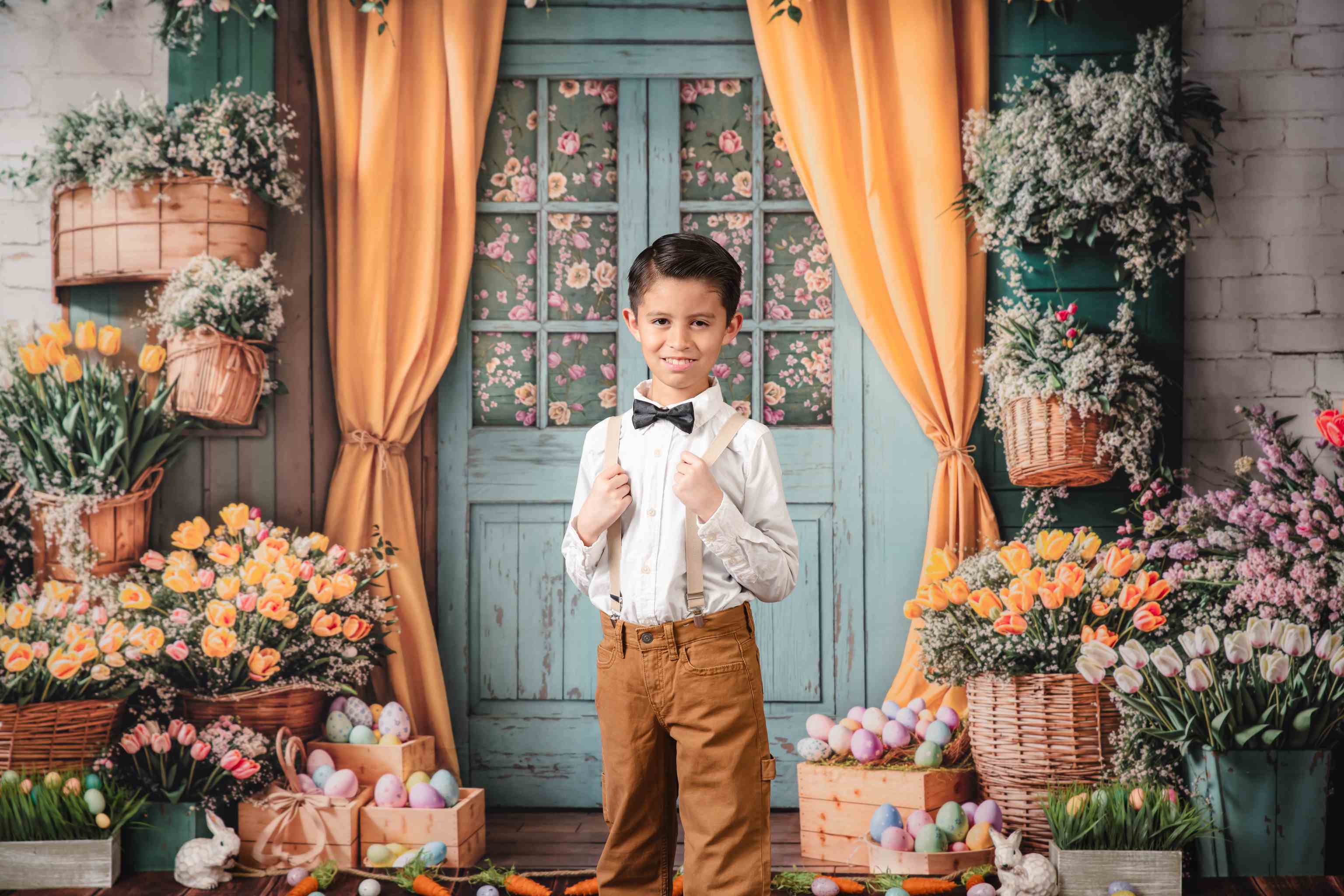 Kate Pâques Œufs Fleurs Porte Rideau Toile de fond en Laine conçue par Emetselch - Kate Backdrop FR