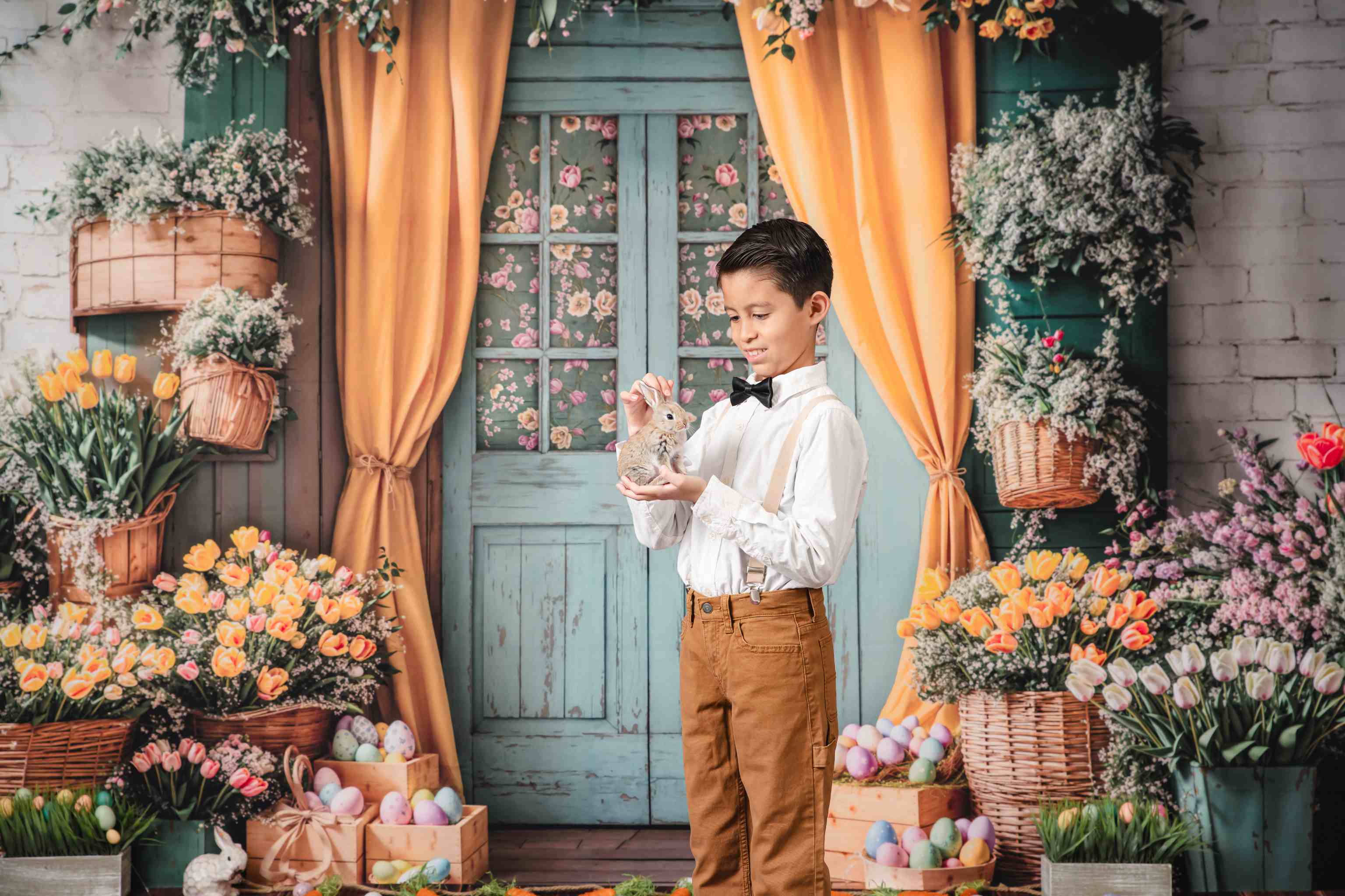 Kate Pâques Œufs Fleurs Porte Rideau Toile de fond en Laine conçue par Emetselch - Kate Backdrop FR