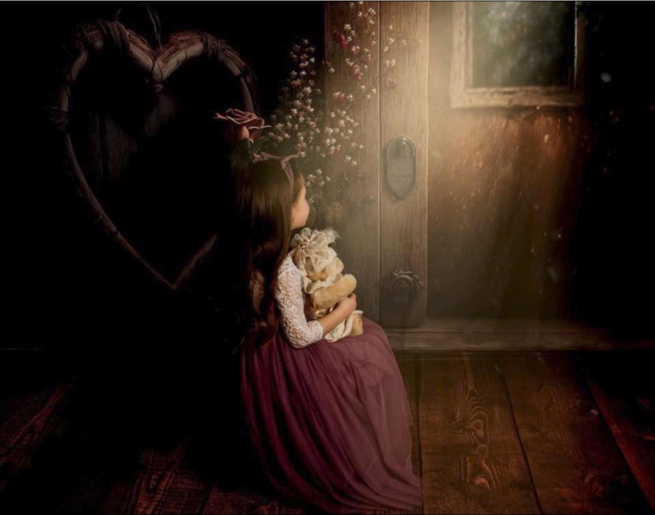 Kate Rustique Roses Cœur Saint Valentin Toile de fond conçue par Angela Miller - Kate Backdrop FR