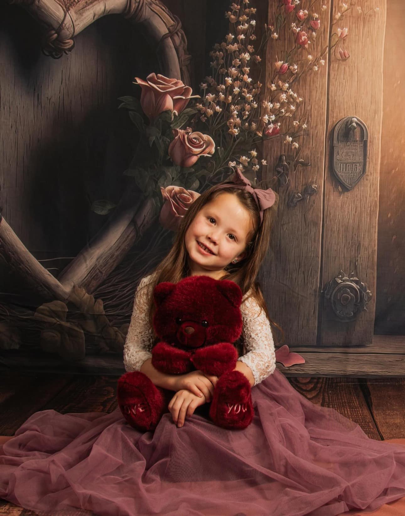 Kate Rustique Roses Cœur Saint Valentin Toile de fond conçue par Angela Miller - Kate Backdrop FR