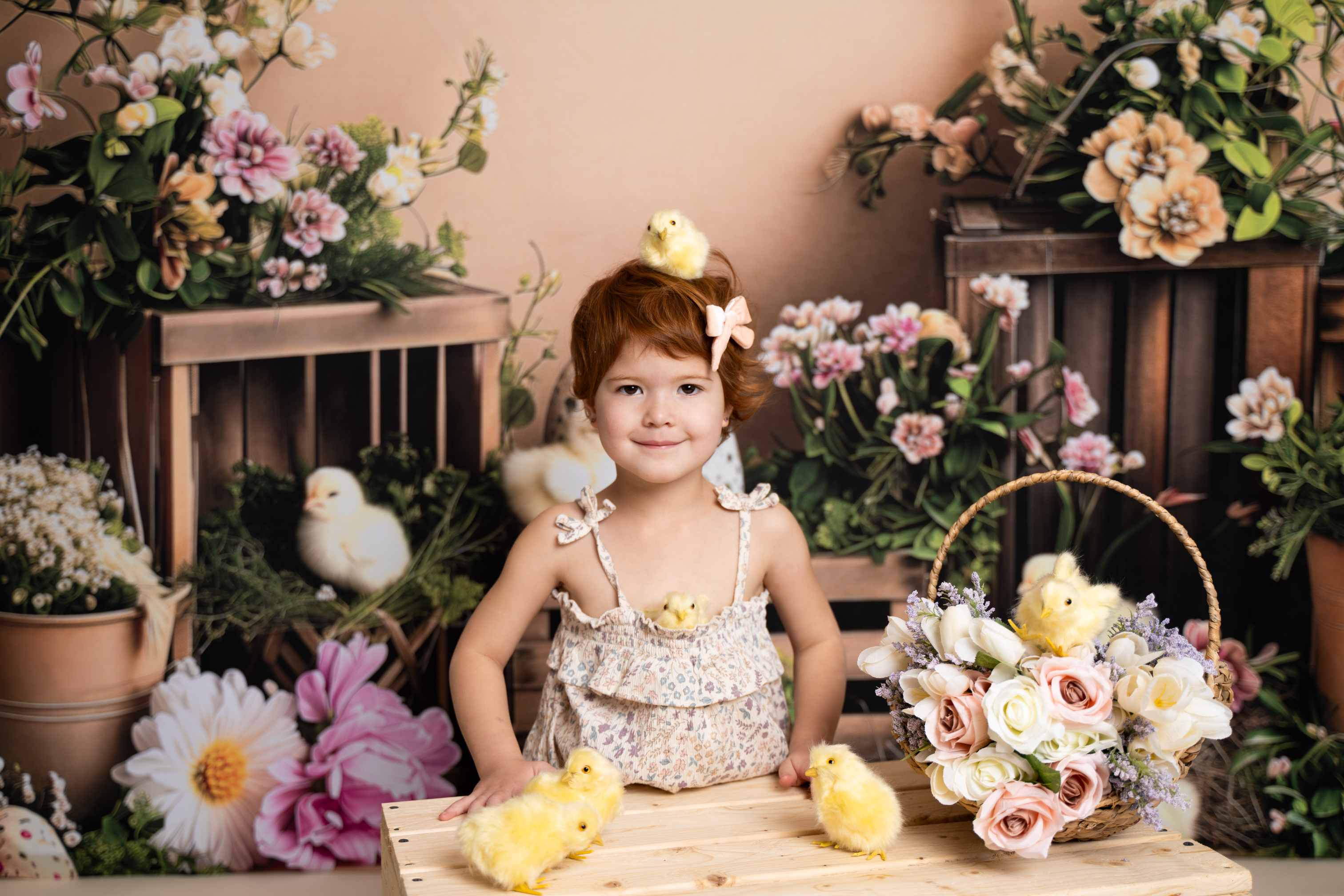 Kate Pâques Poussins et Fleurs Toile de fond conçue par Patty Roberts - Kate Backdrop FR